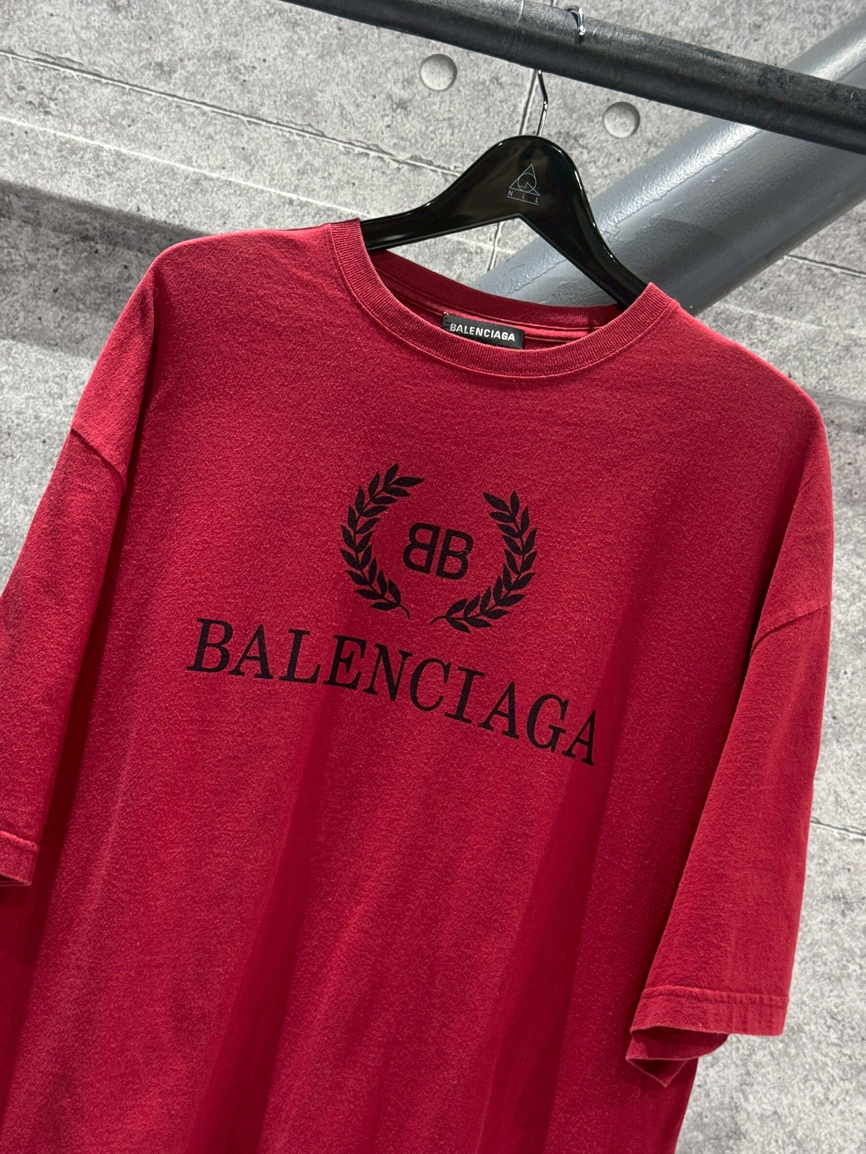 BALENCIAGA 麥穗雙B Logo 紅色 短袖 T