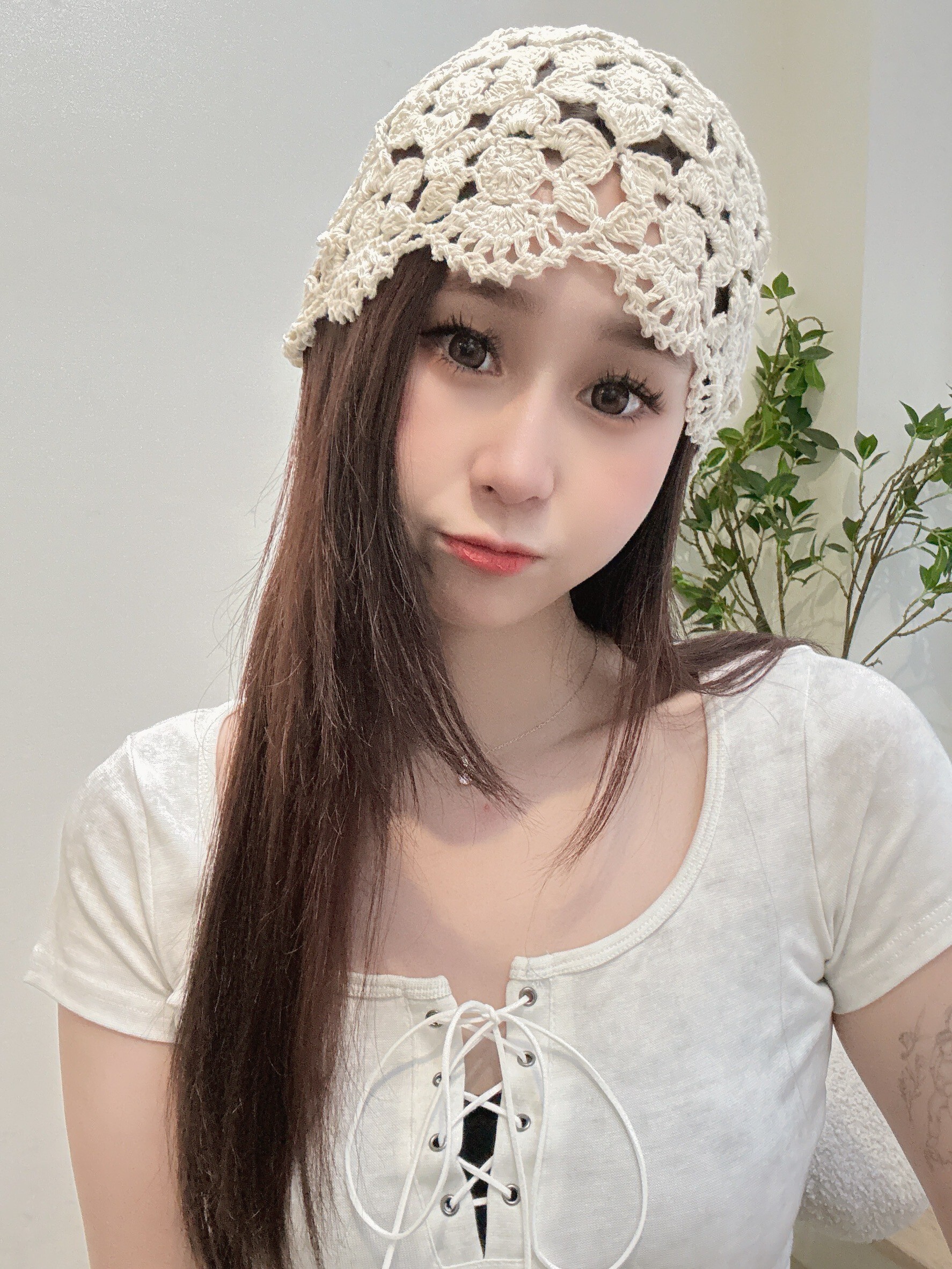 夏日鏤空雕花針織帽/冷帽/蕾絲/