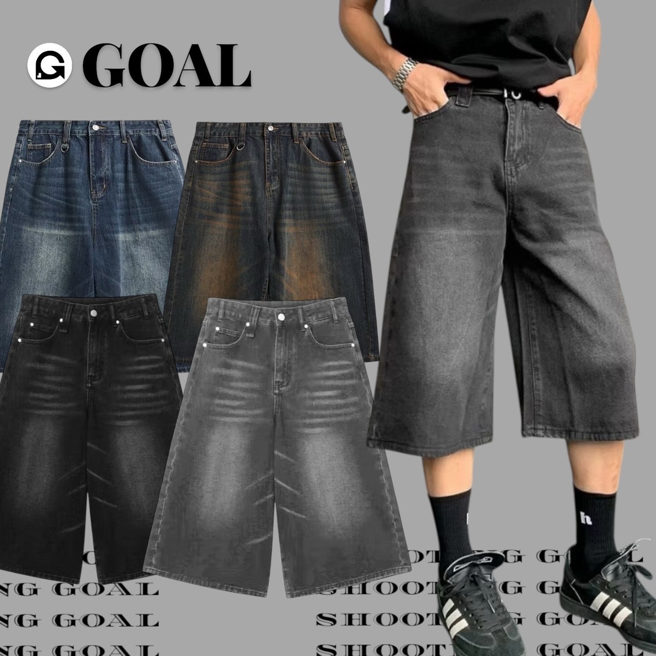 (GOAL) 美式街頭寬鬆七分褲 KF1-4