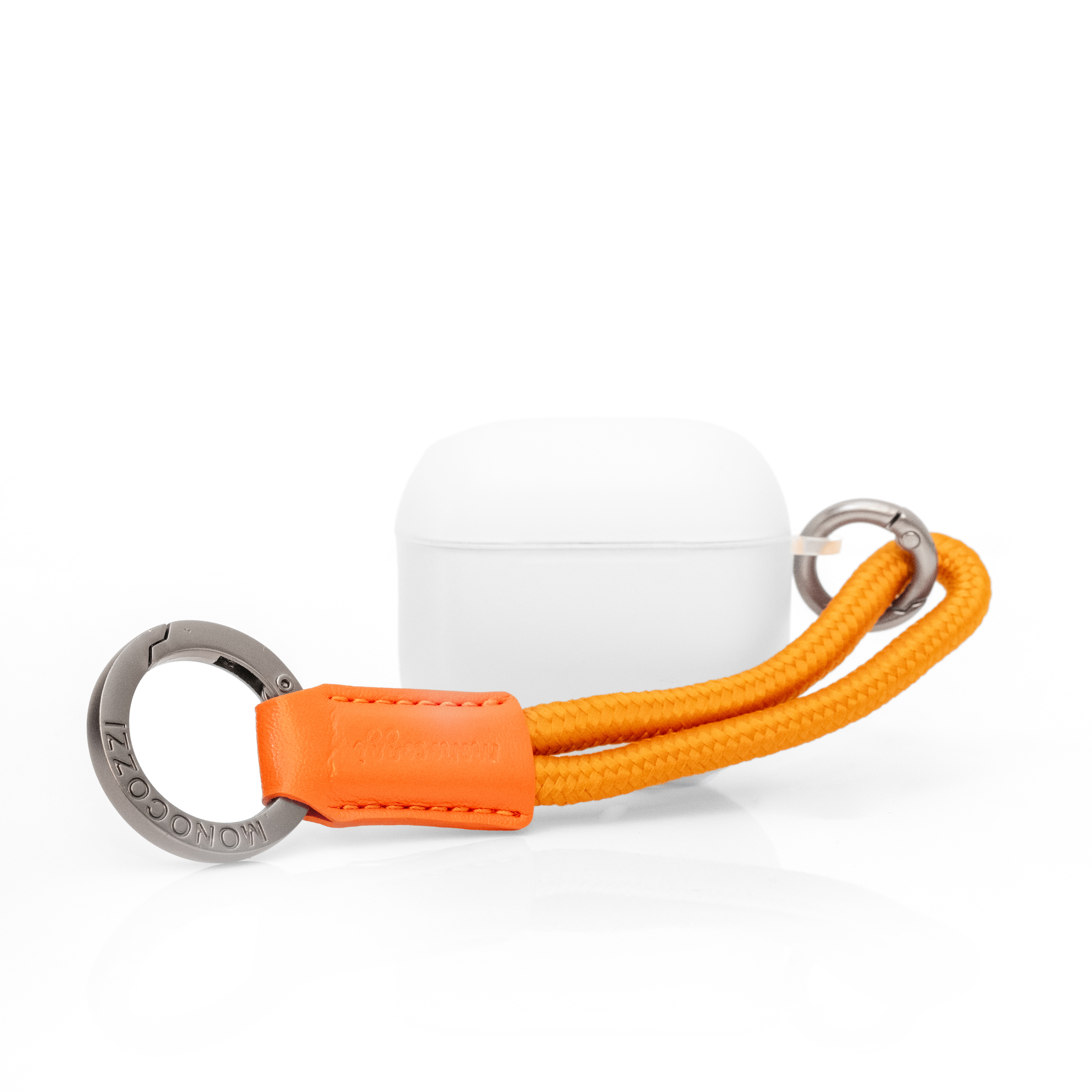 ESSENTIALS | Dust Proof Translucent Soft Plastic Case for AirPods 4 with Strap  - Translucent / Terracotta