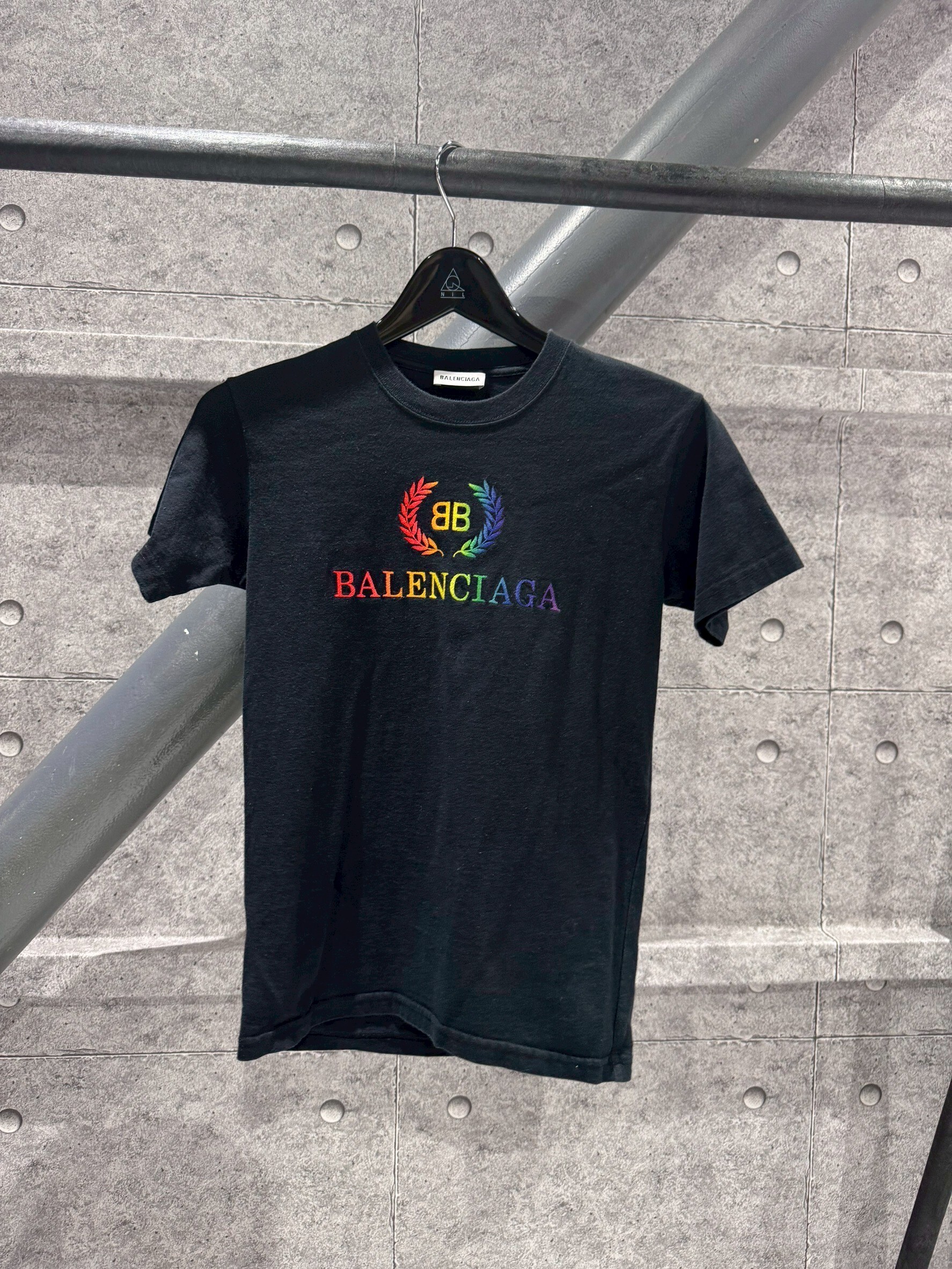 BALENCIAGA 刺繡彩虹麥穗Logo 女款 短袖 T
