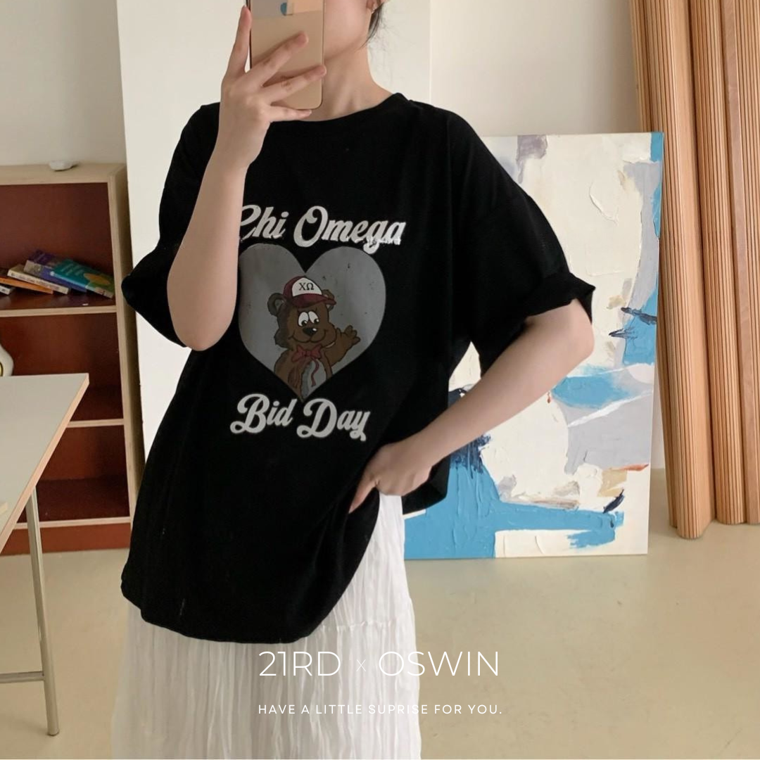 韓系 愛心加油小熊 T恤