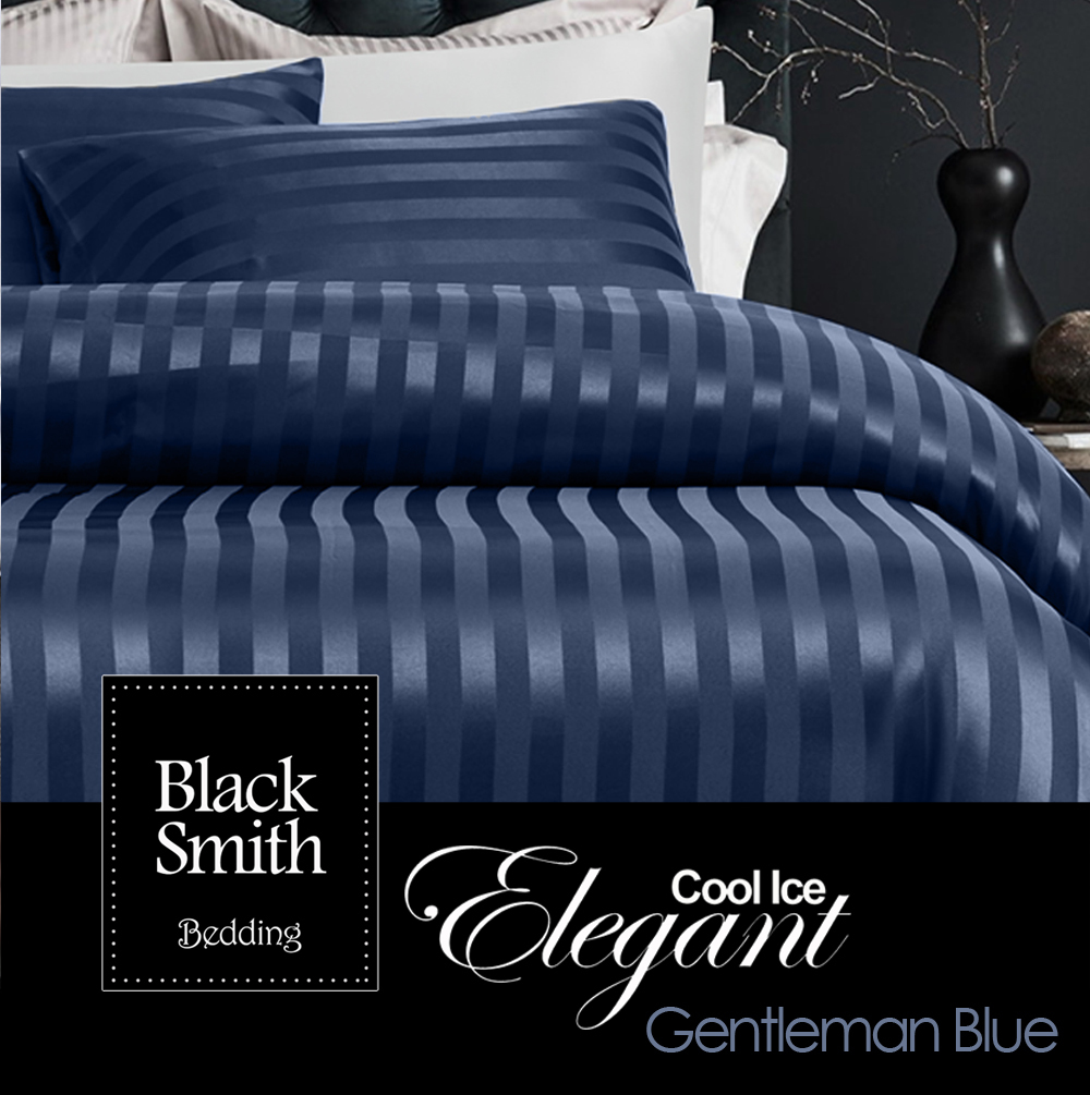 Black Smith -紳士藍2870針 冰絲瑰麗條子系列套裝(單人/雙人/加大/特大)