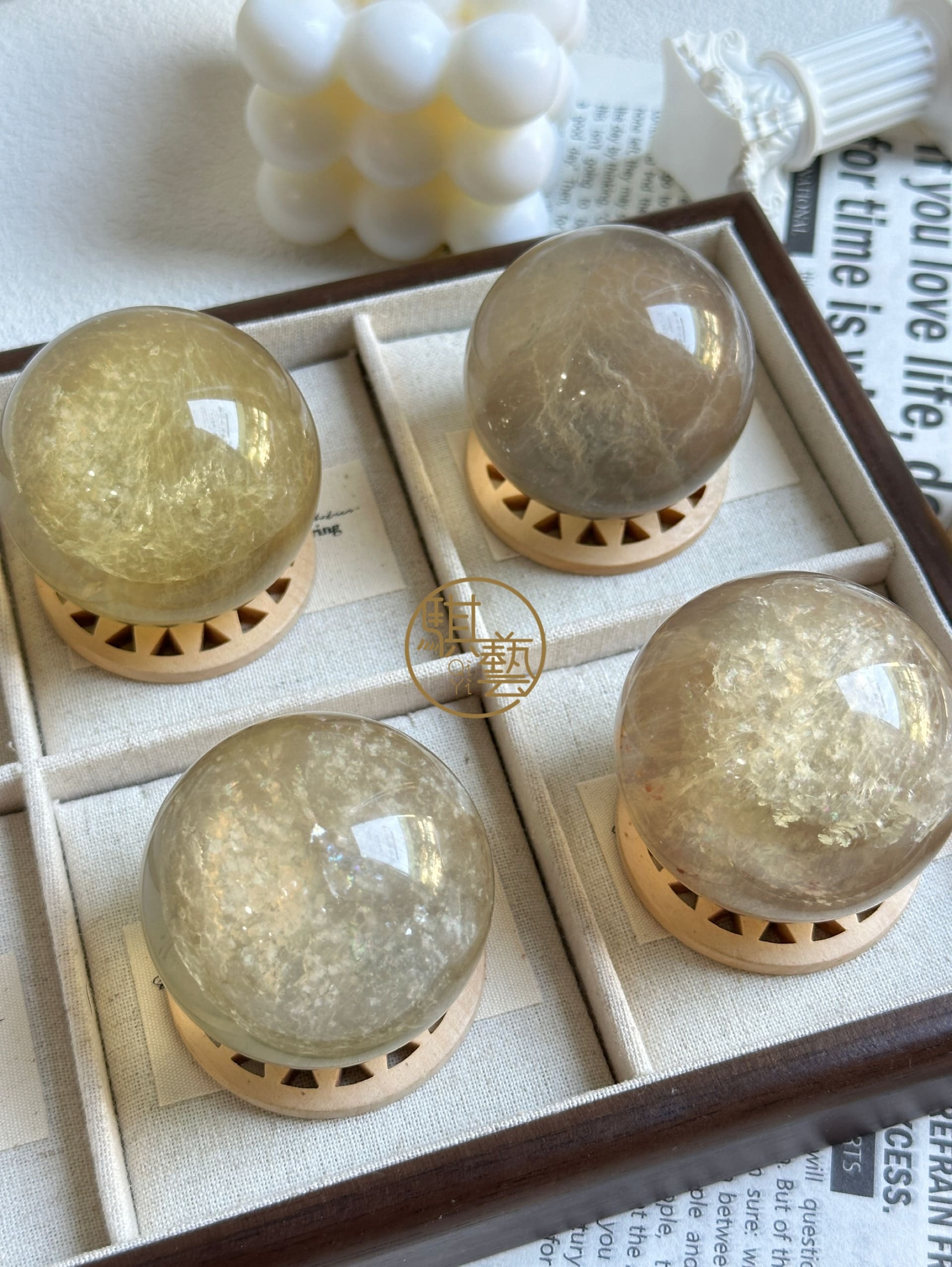 黃螢石球｜智慧招財能量水晶 安定專注療癒 陽光色調工作學習必備寶石