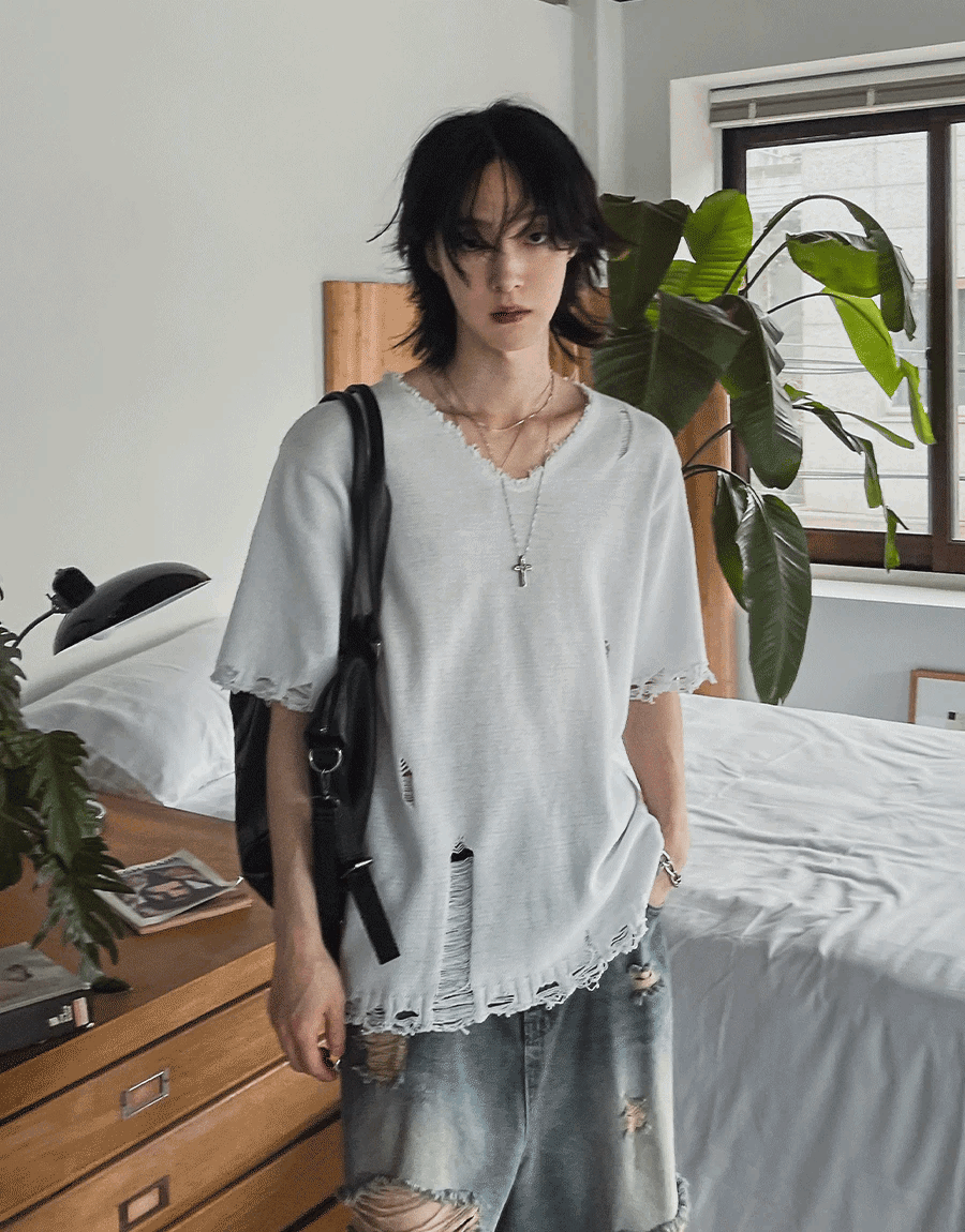 Atli Damage V領短袖針織衫