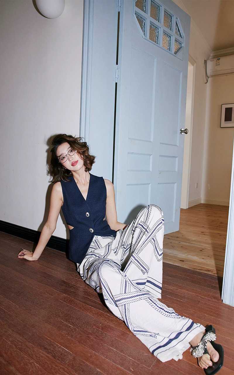 巴洛克幾何圖形落地寬褲長褲XS-L (Elegant & Love)