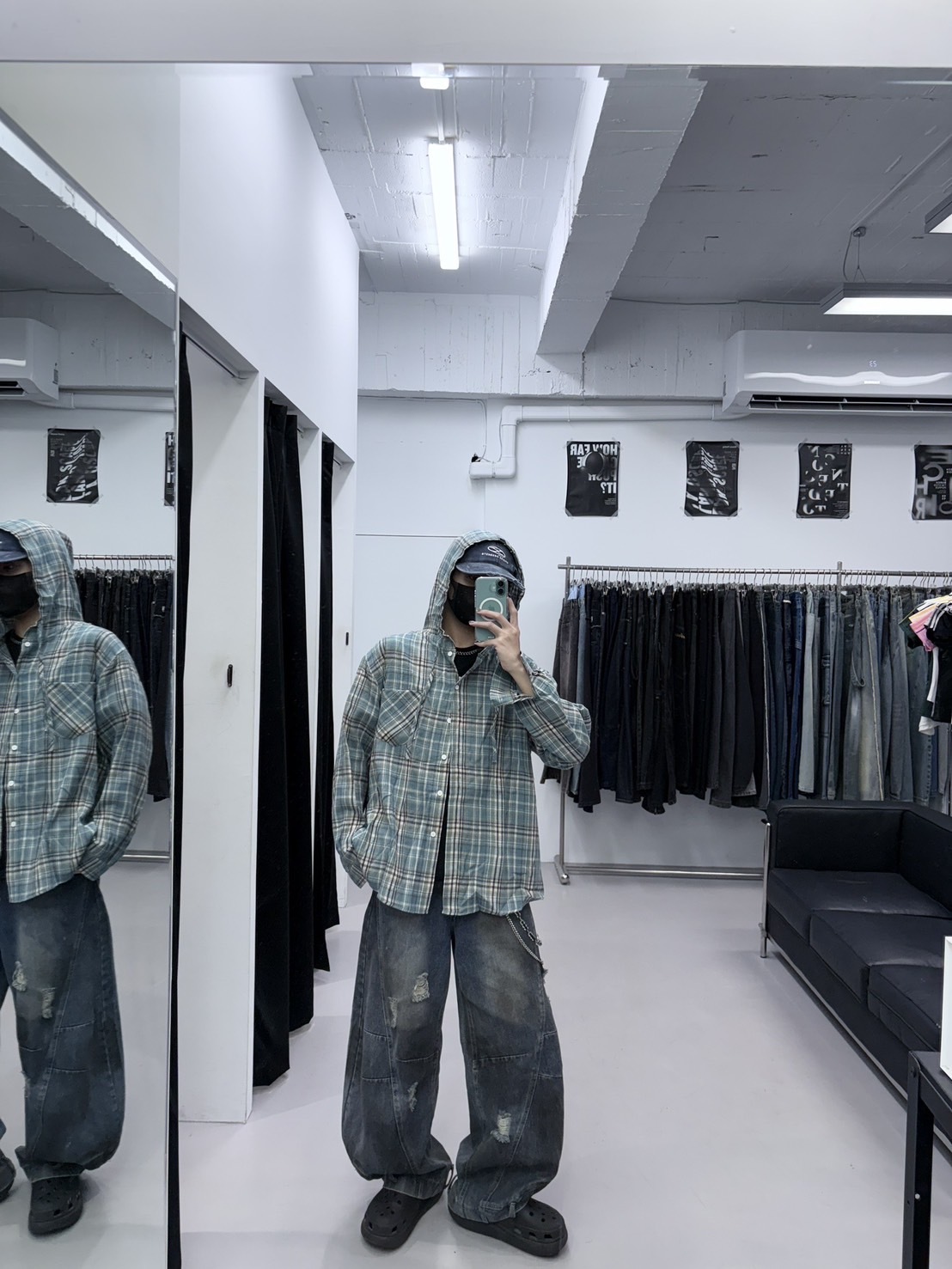 (GOAL) AR24116連帽格子長袖襯衫