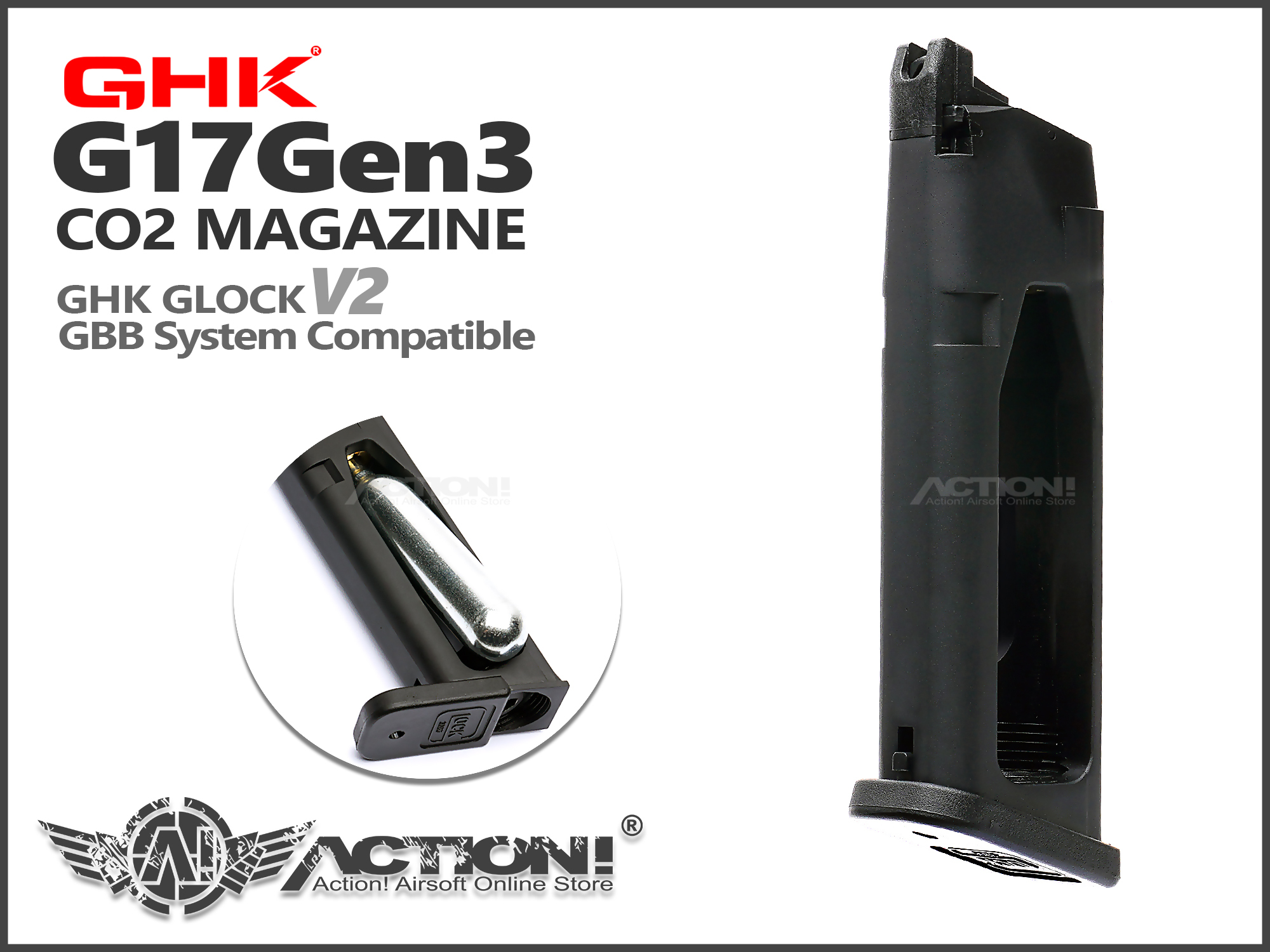 GHK - 20rds CO2 Magazine for G17 Gen3 GBB Pistol (GHK G