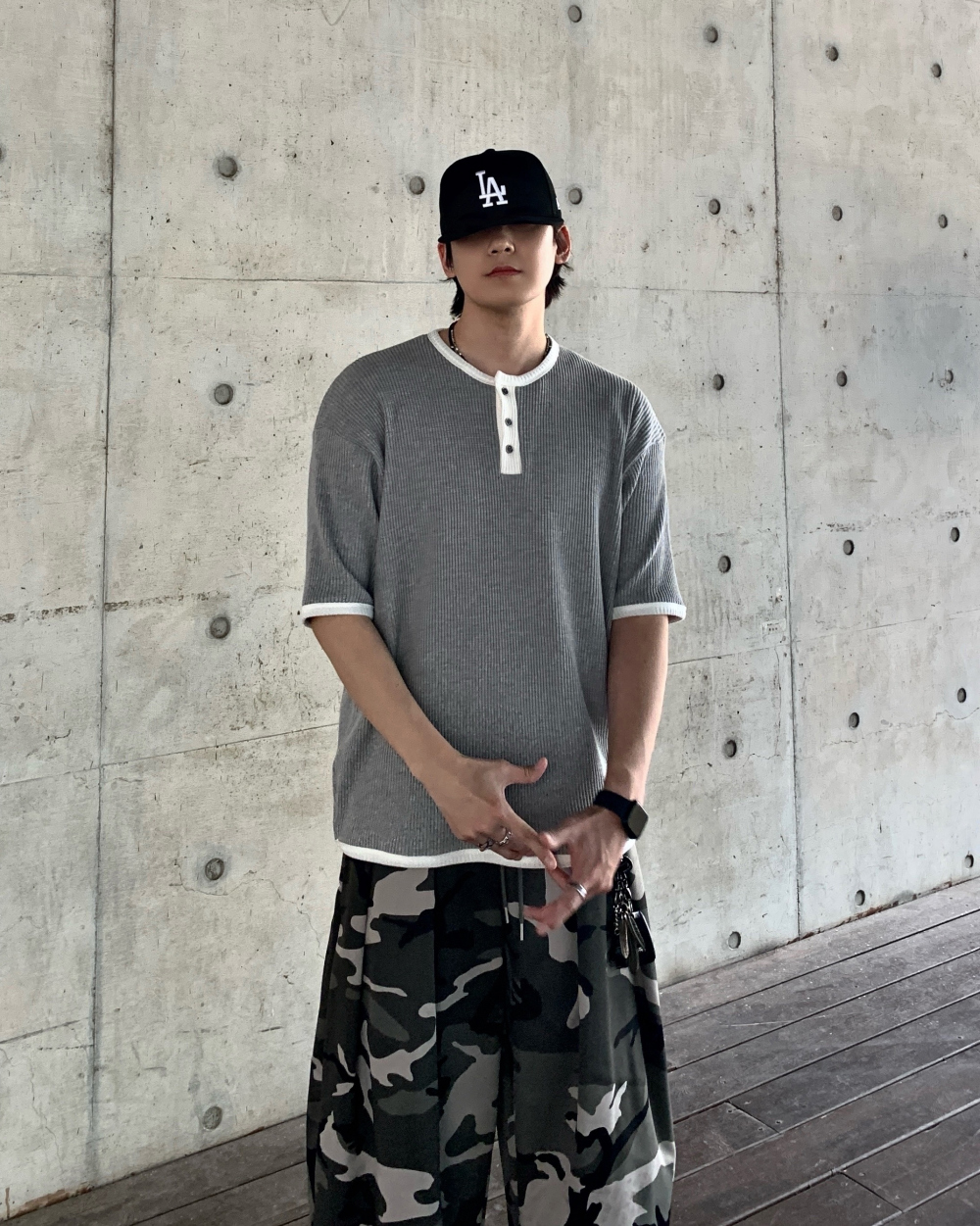 亨利領華夫格短袖T恤