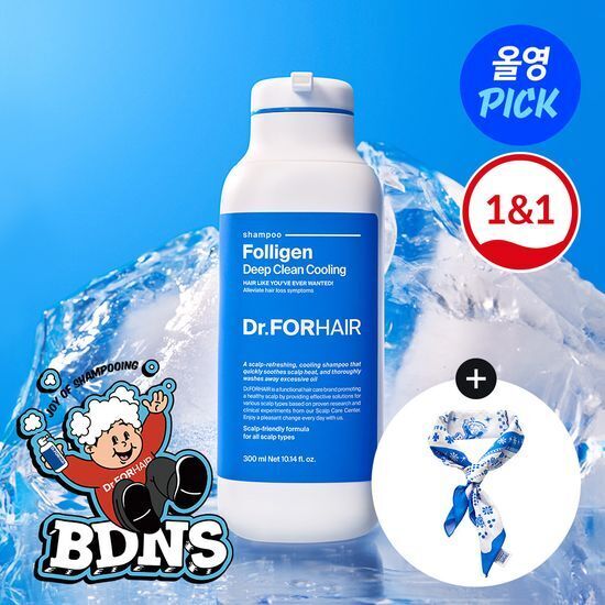 [31/05 - 31/07] Dr.FORHAIR x BDNS Folligen Deep Clean Cooling Shampoo 300ml [Olive Young Double Planning Set]
