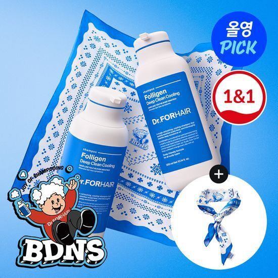 [31/05 - 31/07] Dr.FORHAIR x BDNS Folligen Deep Clean Cooling Shampoo 300ml [Olive Young Double Planning Set]