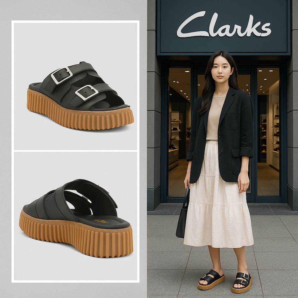 【預購】CLARKS Leather Torhill G060401 女裝厚底拖鞋