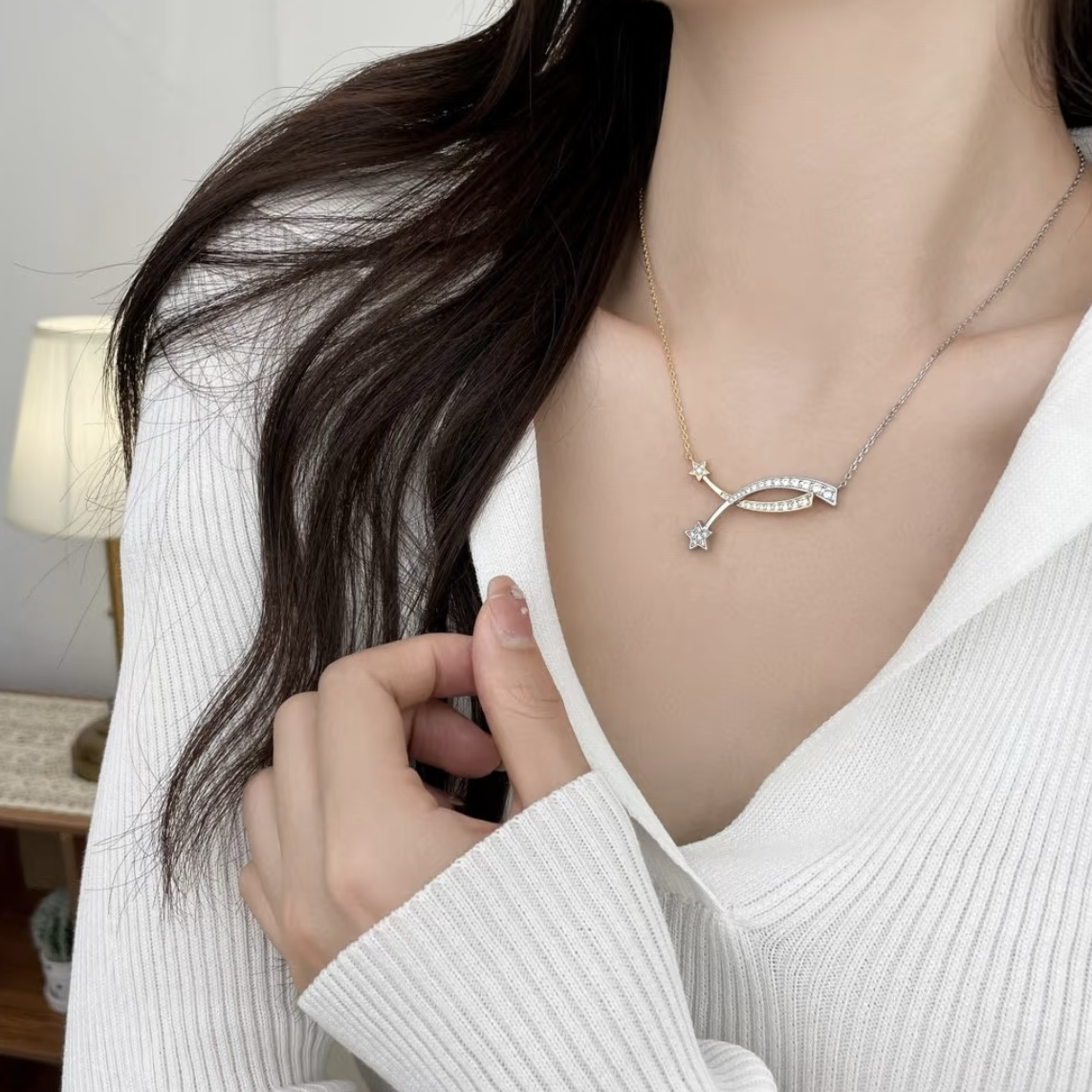 18k’comete’香奶奶雙色慧星滿鑽”高奢定製項鍊