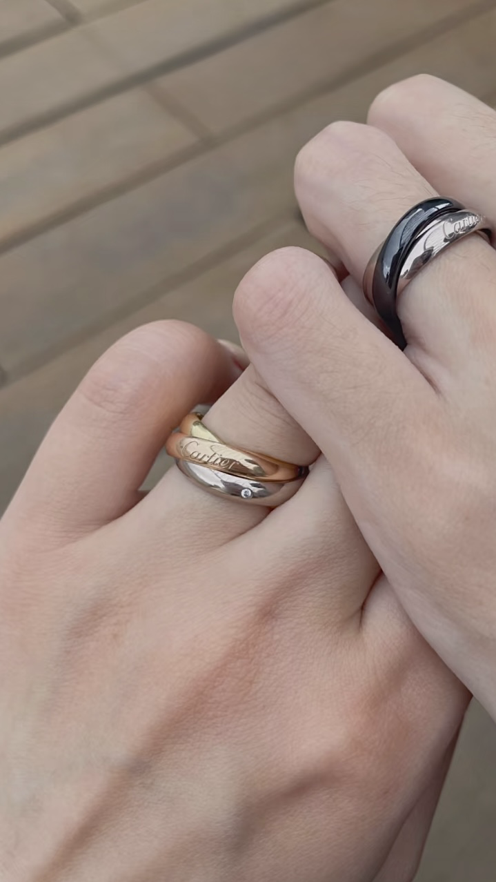 18k ct’Trinity三色環’單鑽高奢定製戒