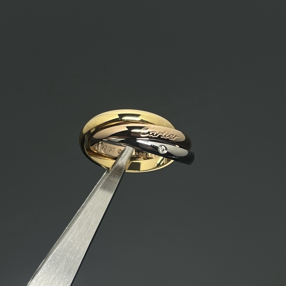 18k ct’Trinity三色環’單鑽高奢定製戒