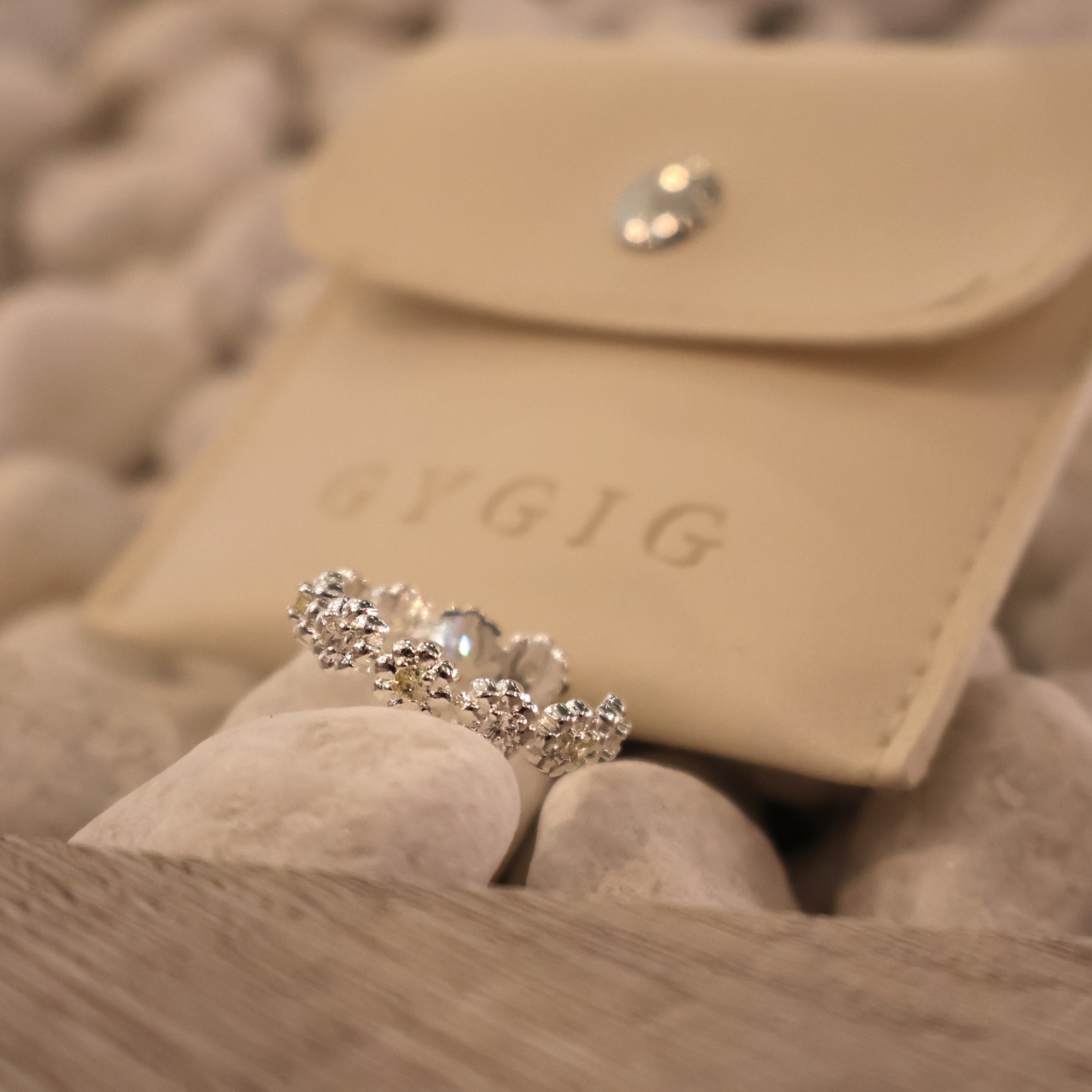 silver”白銀GD小雛菊多顆立體開口戒