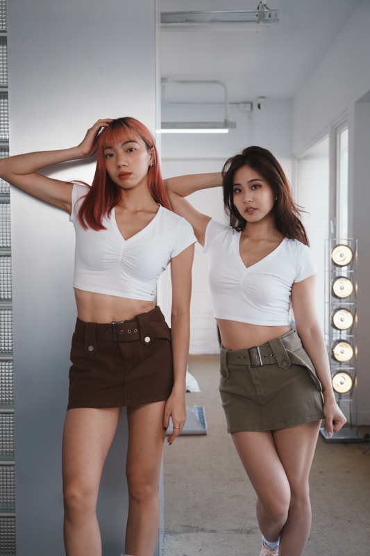 辣妹腰帶工裝裙