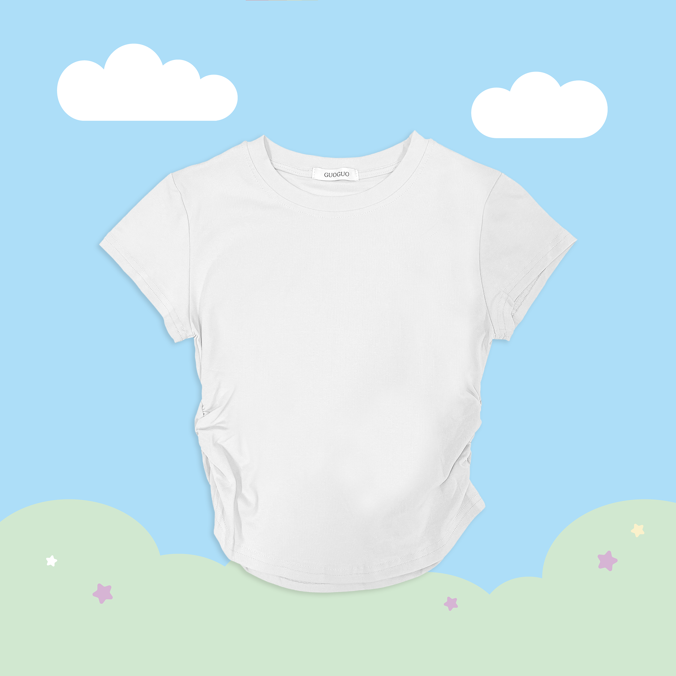 こ♡こ 側抓皺圓領短袖上衣