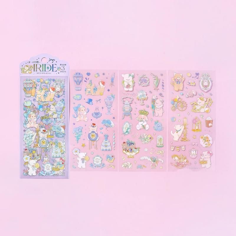 動物遊樂園 IRIDE系列 3入箔押PET貼紙｜日本 BGM