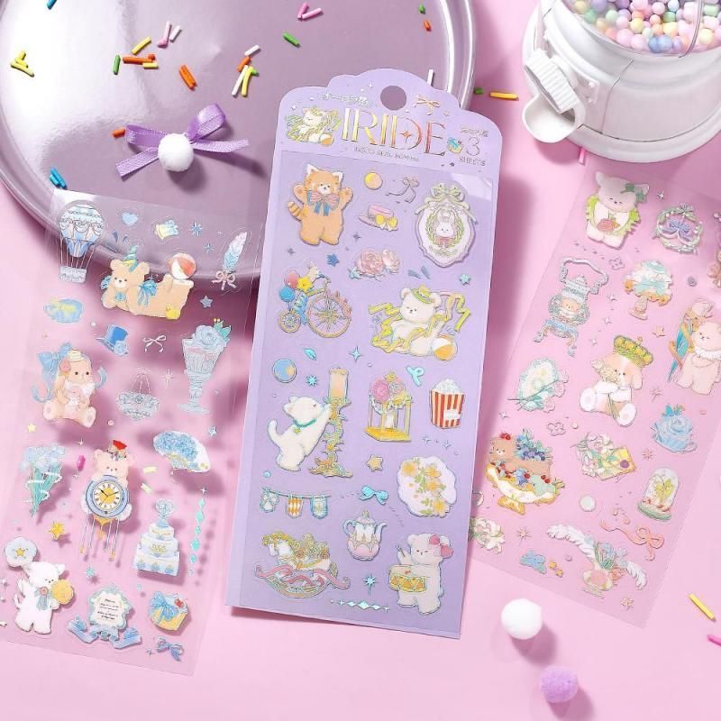 動物遊樂園 IRIDE系列 3入箔押PET貼紙｜日本 BGM