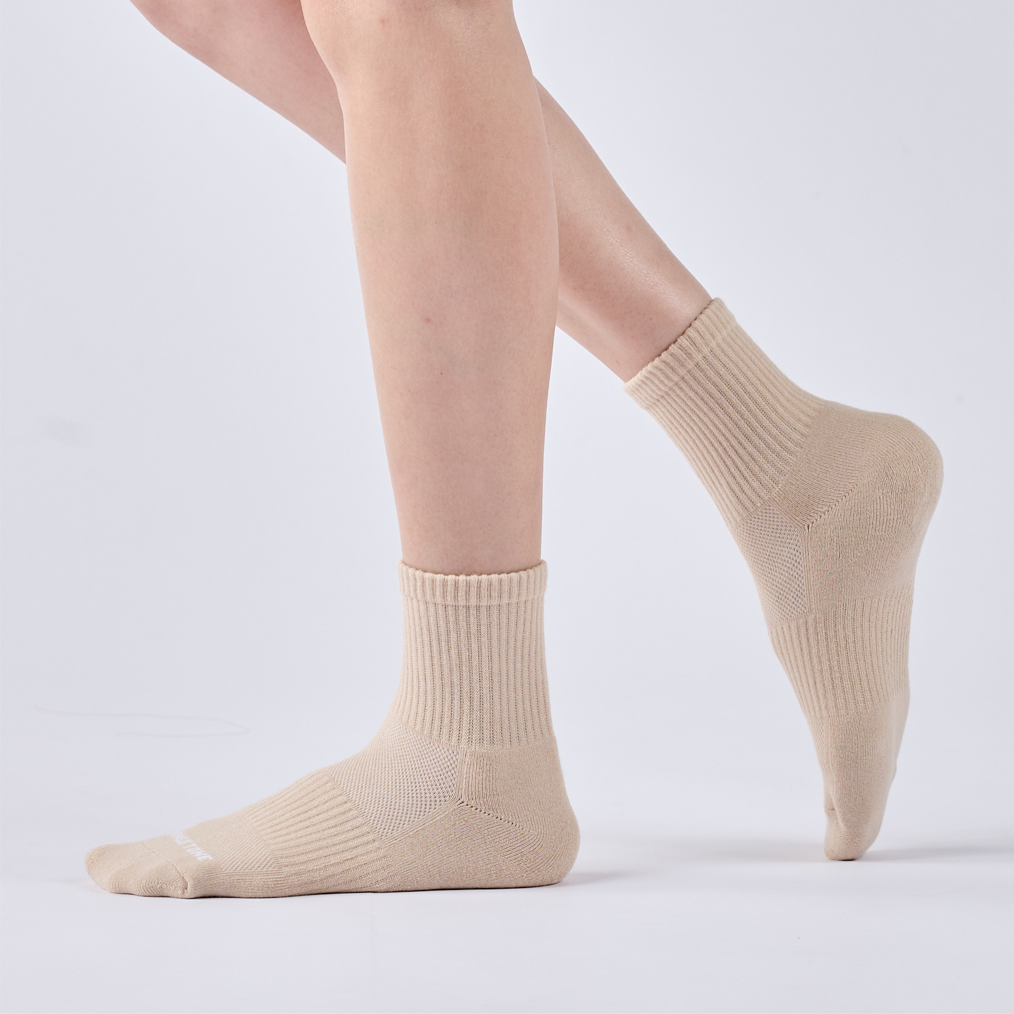 抑菌足弓氣墊短襪〈卡其〉