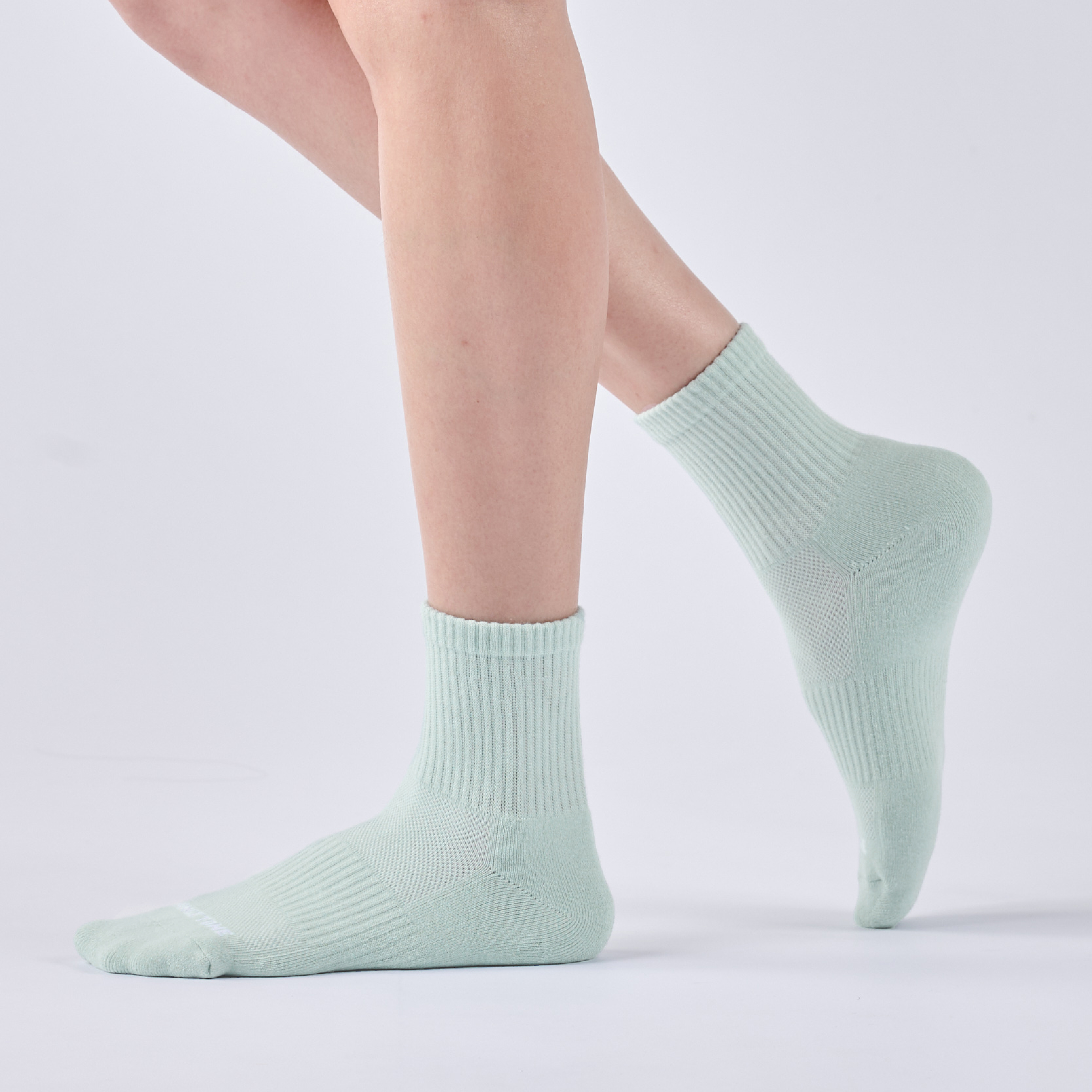 抑菌足弓氣墊短襪〈淺綠〉