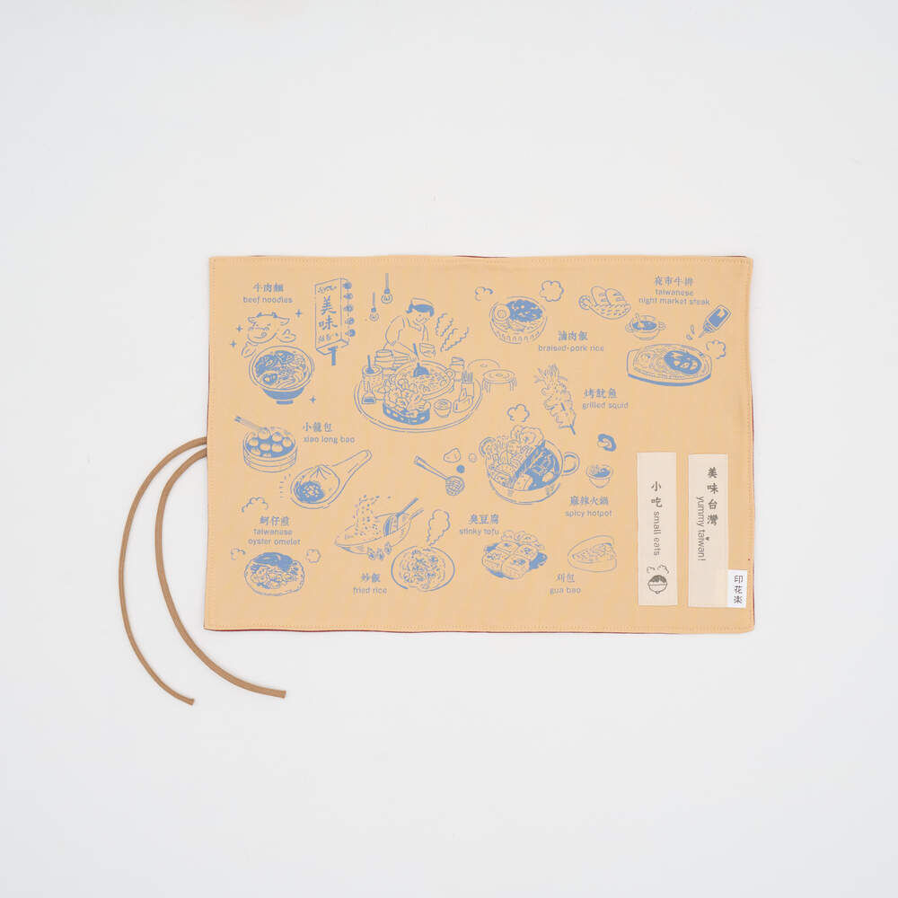 Table Mat (Spoon and Chopsticks including)/Small Eat/Apricot & Blue