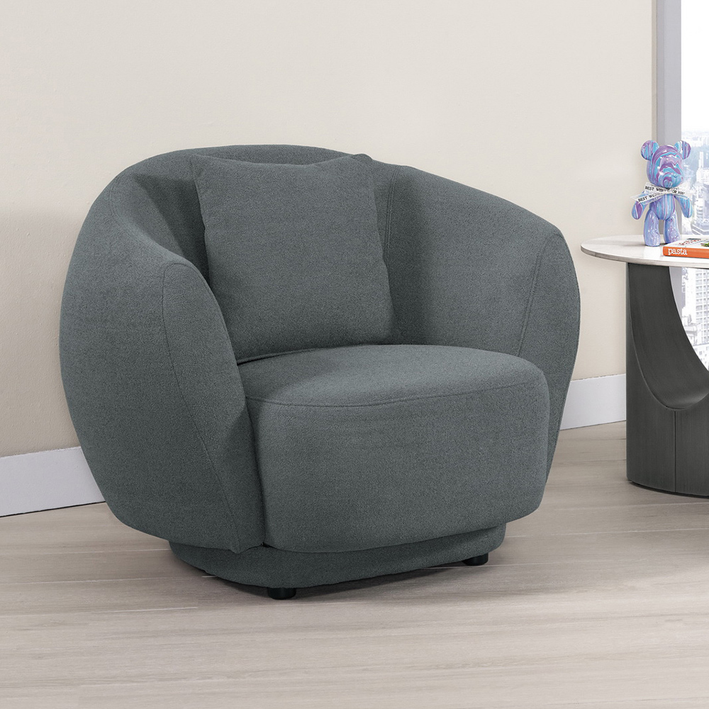 米歇爾泰迪絨布面造型沙發單人座/一人座沙發椅-附抱枕(兩色可選)