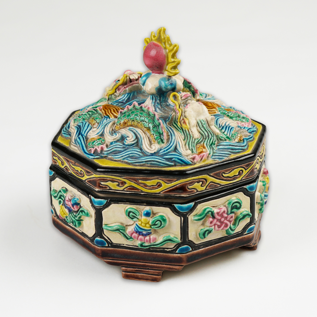 交趾陶多功能收納盒｜雙龍百寶盒