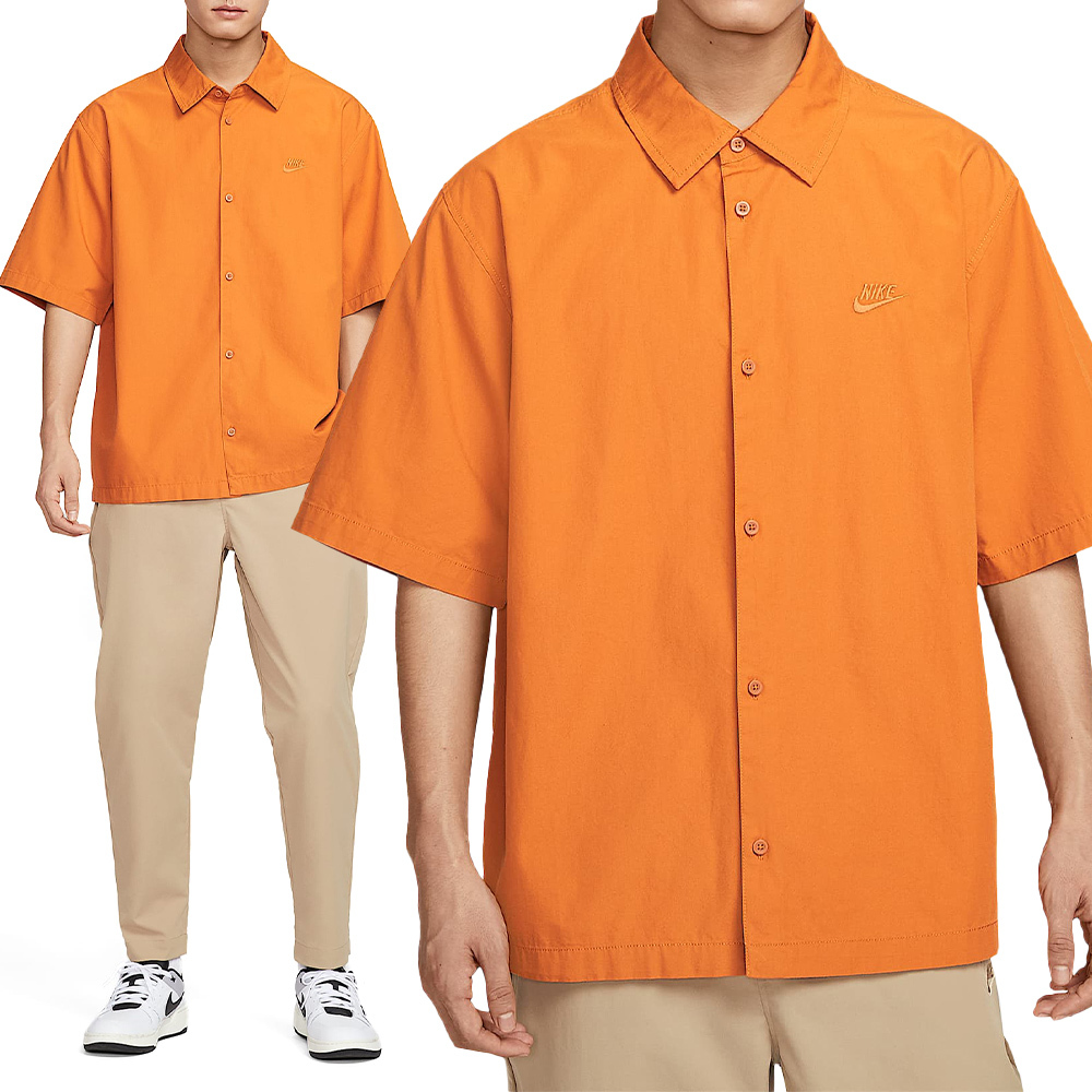 Nike AS M NK Club SS BTN Shirt WSH 男款 橘色 襯衫 短袖 HJ2030-815