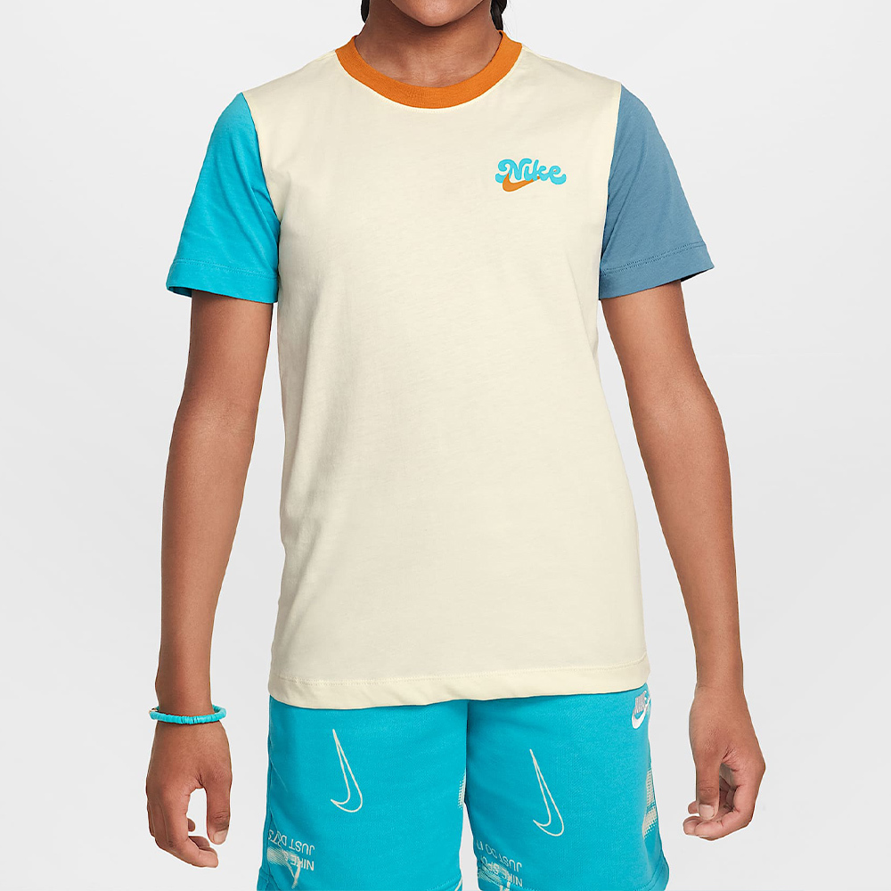 Nike K NSW Tee Club Express Block 大童 黃藍色 童裝 休閒 短袖 HQ3244-113