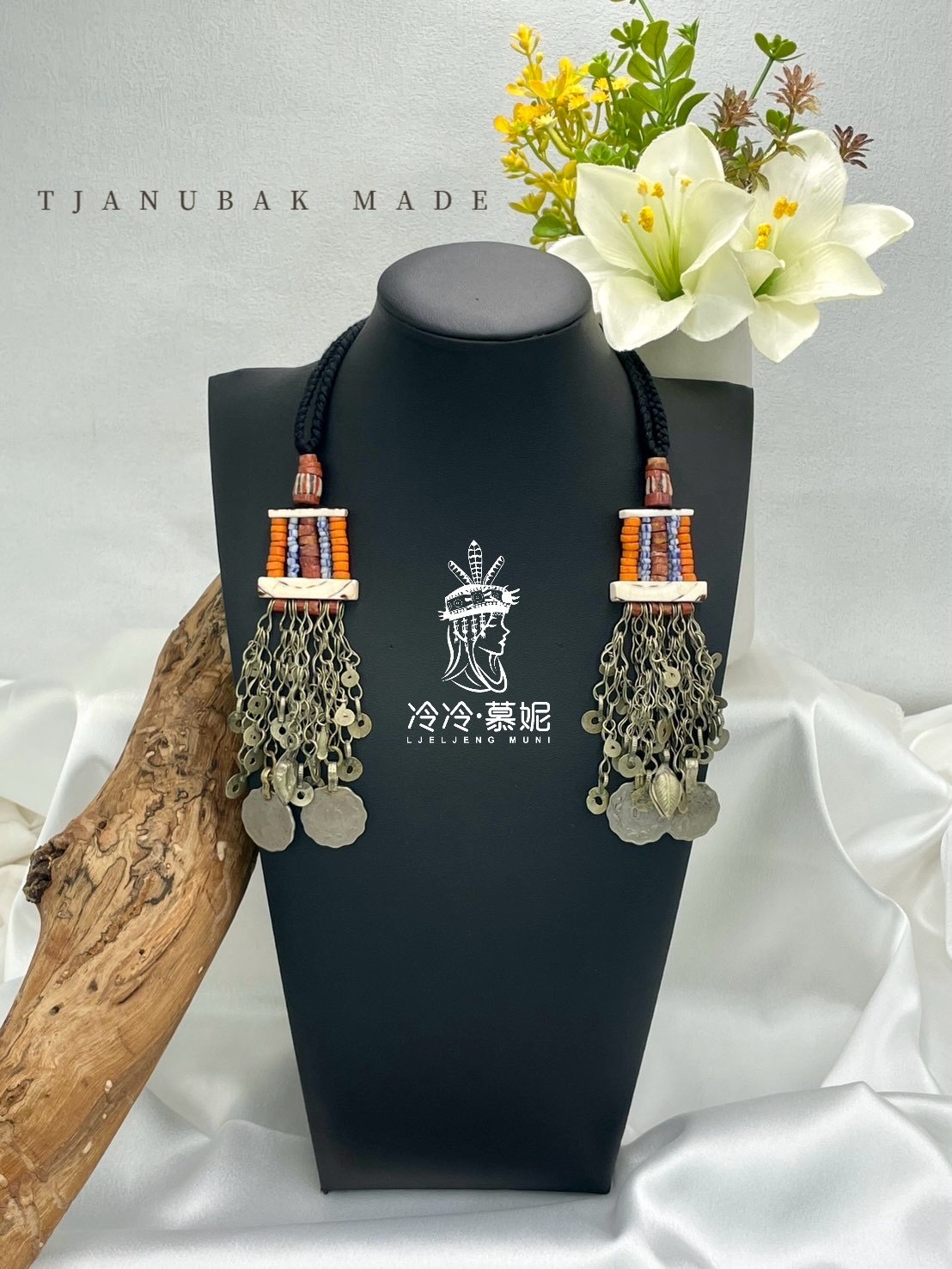 W-No.65貿易老珠少女耳掛14cm