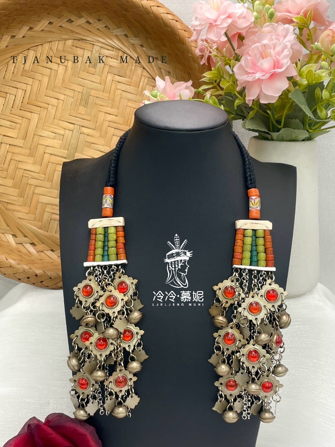 W-No.66傳統花珠少女耳掛17cm