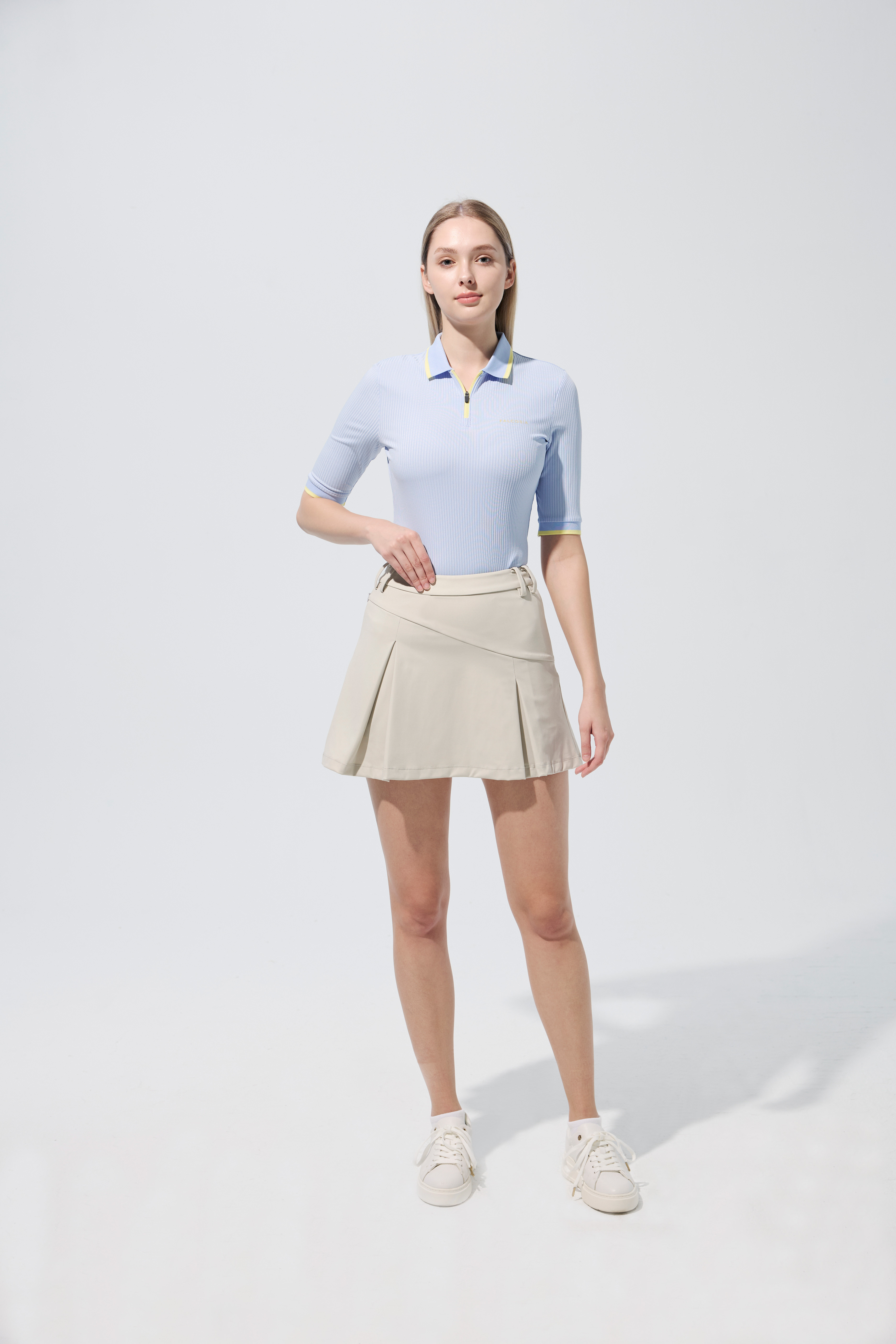 半袖合身純色上衣-紫羅蘭色