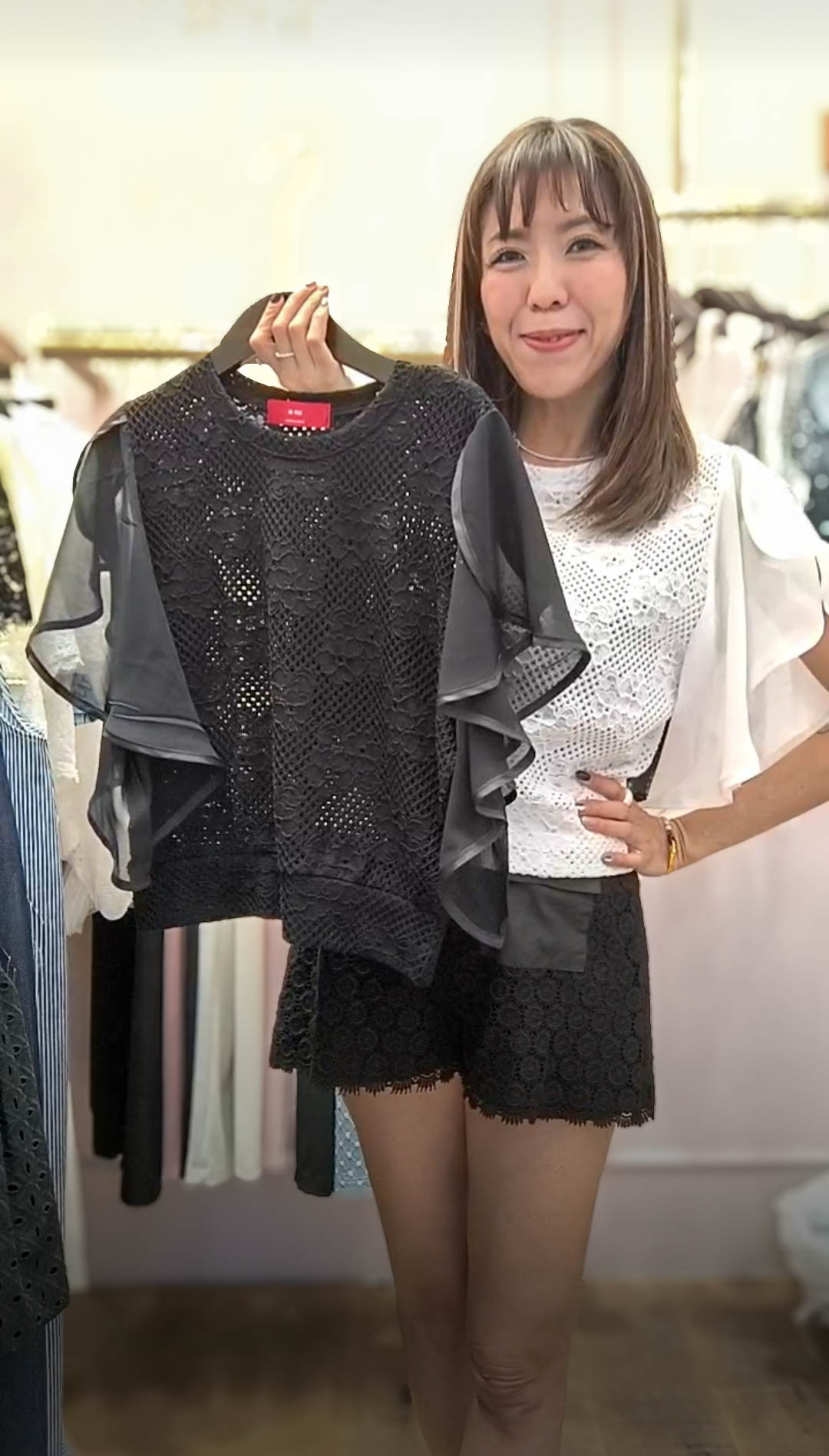 📢PM_K8050  ▶️荷葉袖鏤空上衣 👉B:110cm L:50cm👈