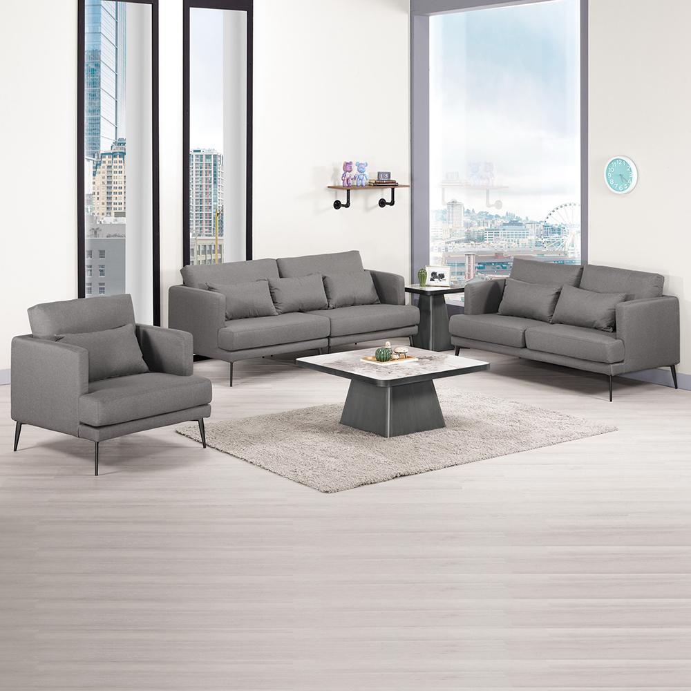 喬迪布面沙發組合-三件組-附抱枕(1人+2人+3人-兩色可選)