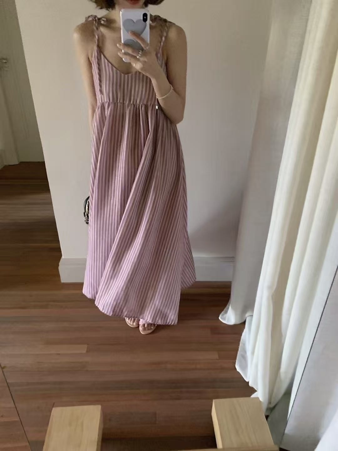 0599 棉麻莓巧條紋洋裝