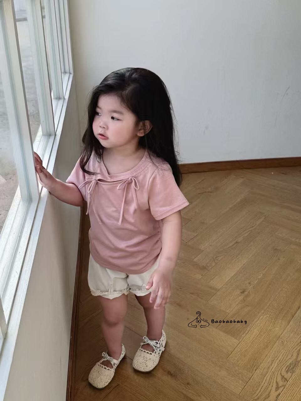 米白荷葉邊公主短褲