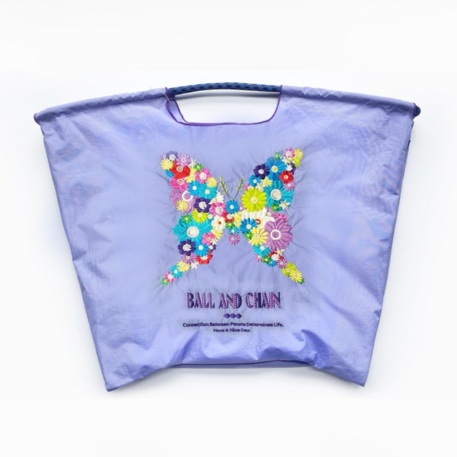 Ball＆Chain 刺繡環保購物袋 L號 - 紫 (30111526)