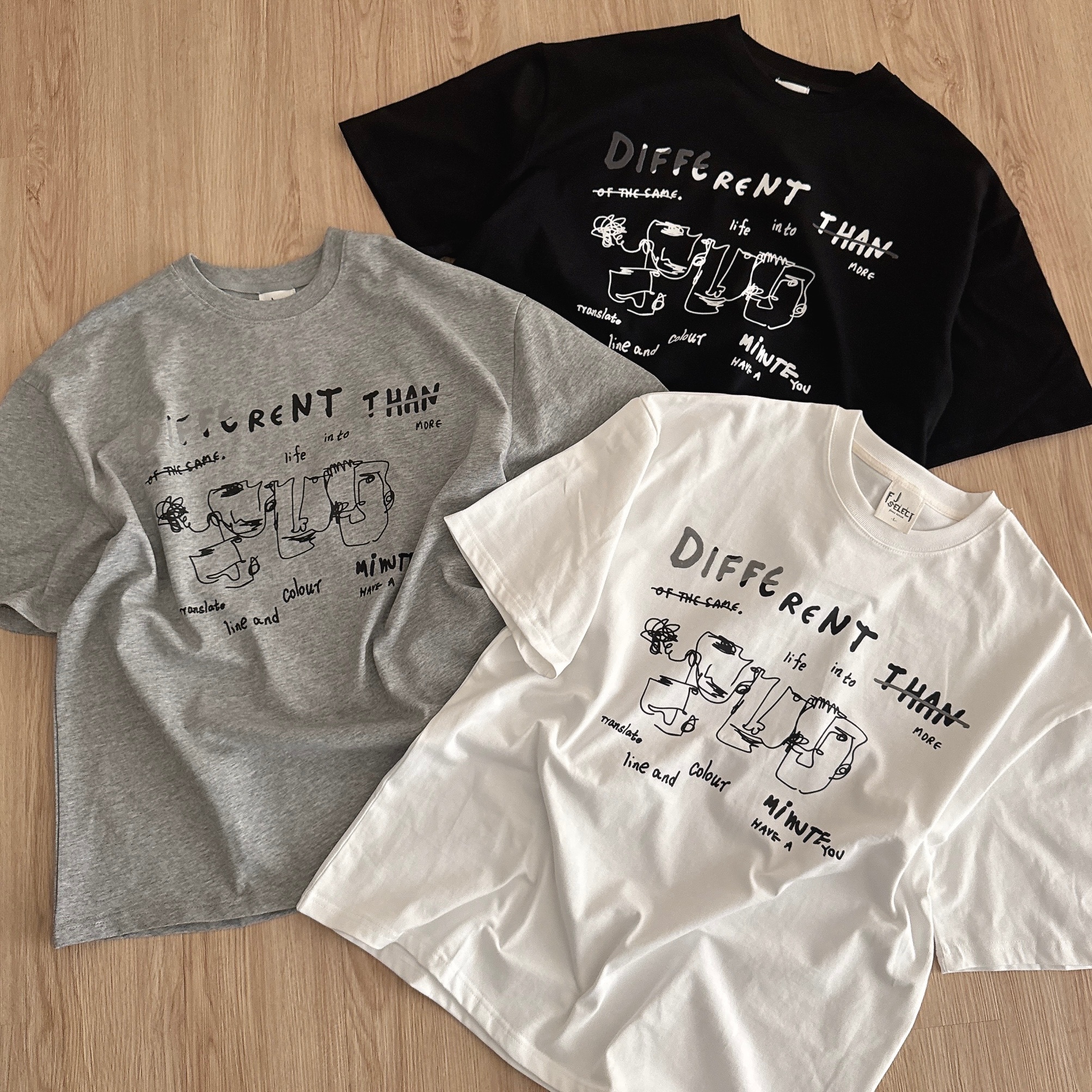 （現貨）280G 手繪風 線條塗鴉 寬鬆 短T 312