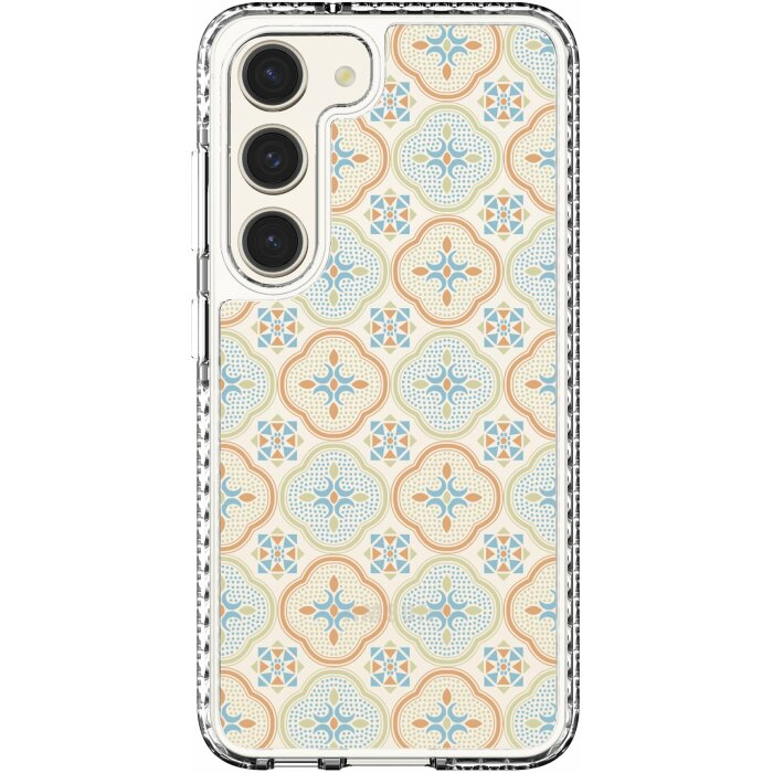 inblooom x The Hood Golden Case-Samsung Galaxy S23/S23+/S23 Ultra/Begonia Glass Pattern/Sweet Almond