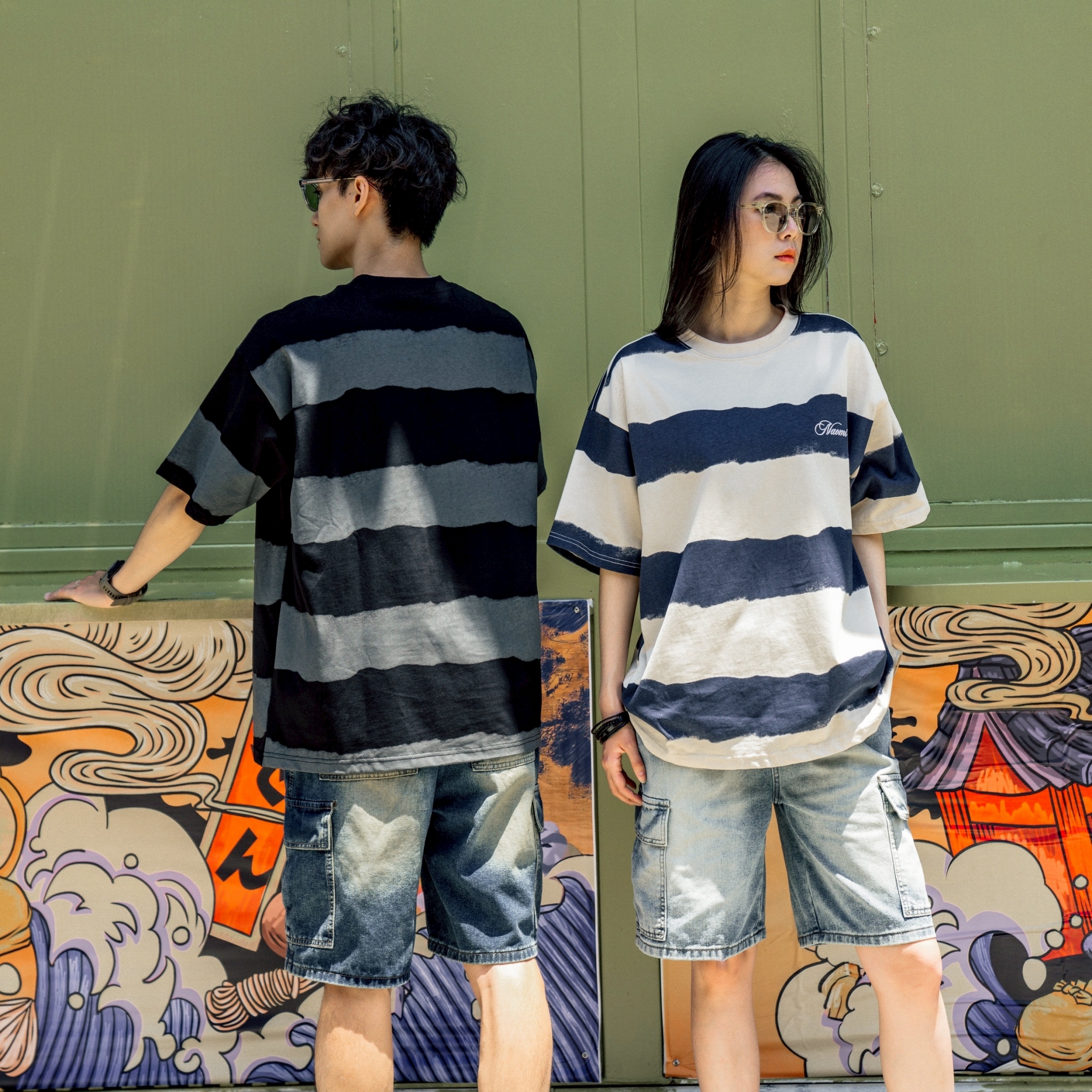 SBG 潑漆感條紋短T【T98】