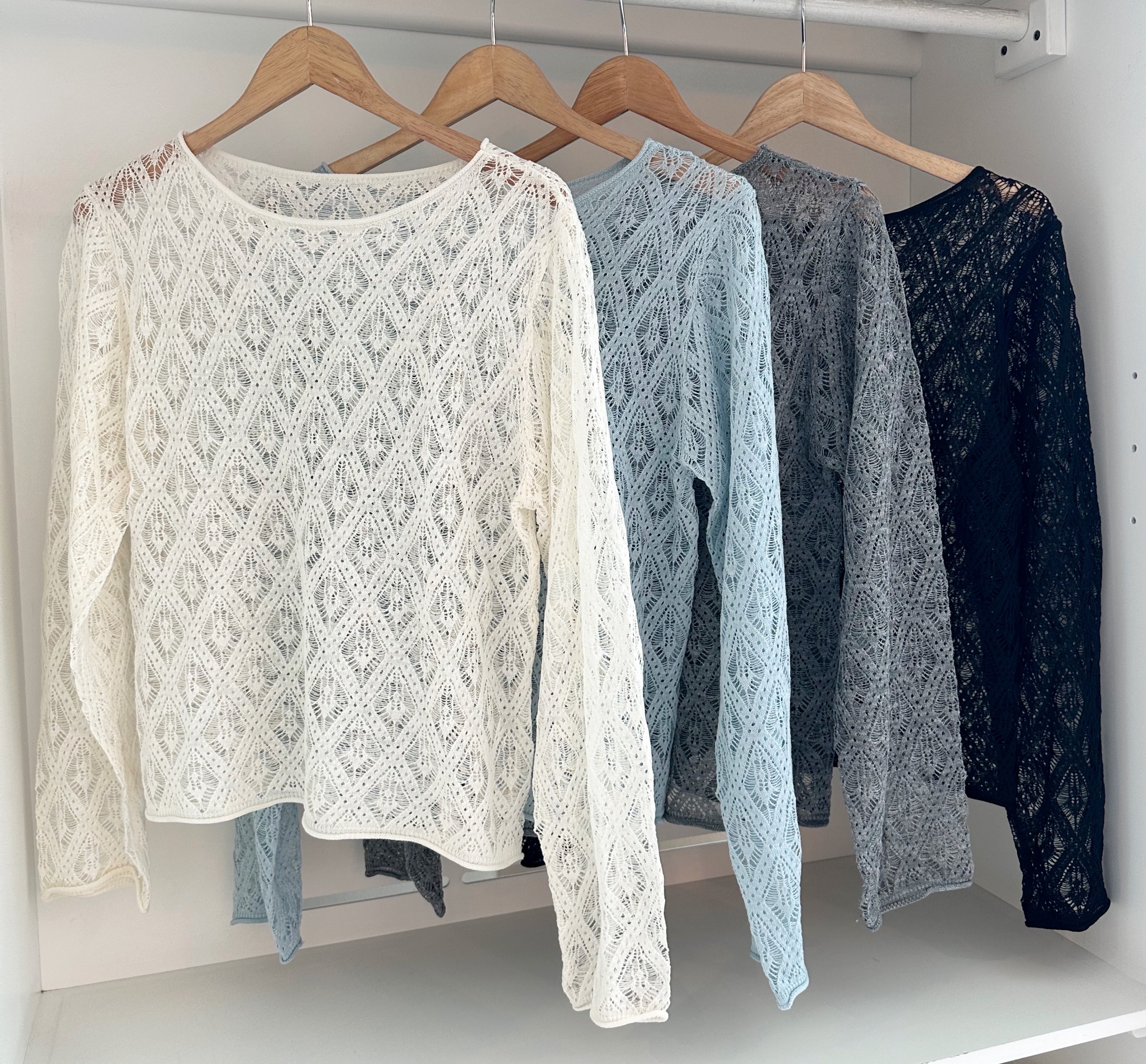 LONG SLEEVE MESH SHORT BLOUSE