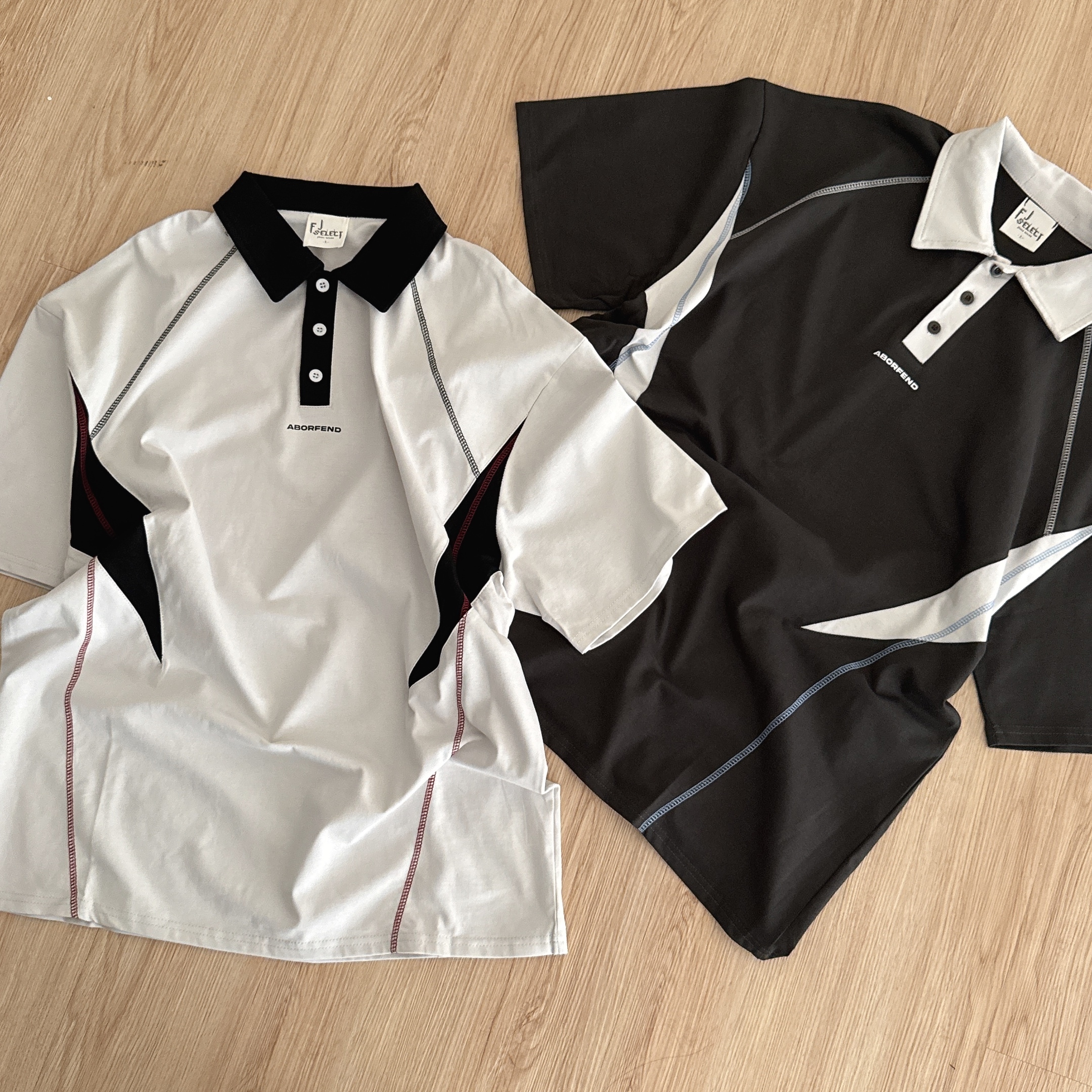 （現貨）260G 韓系 賽車風 拼接 車縫線 POLO 短T H17