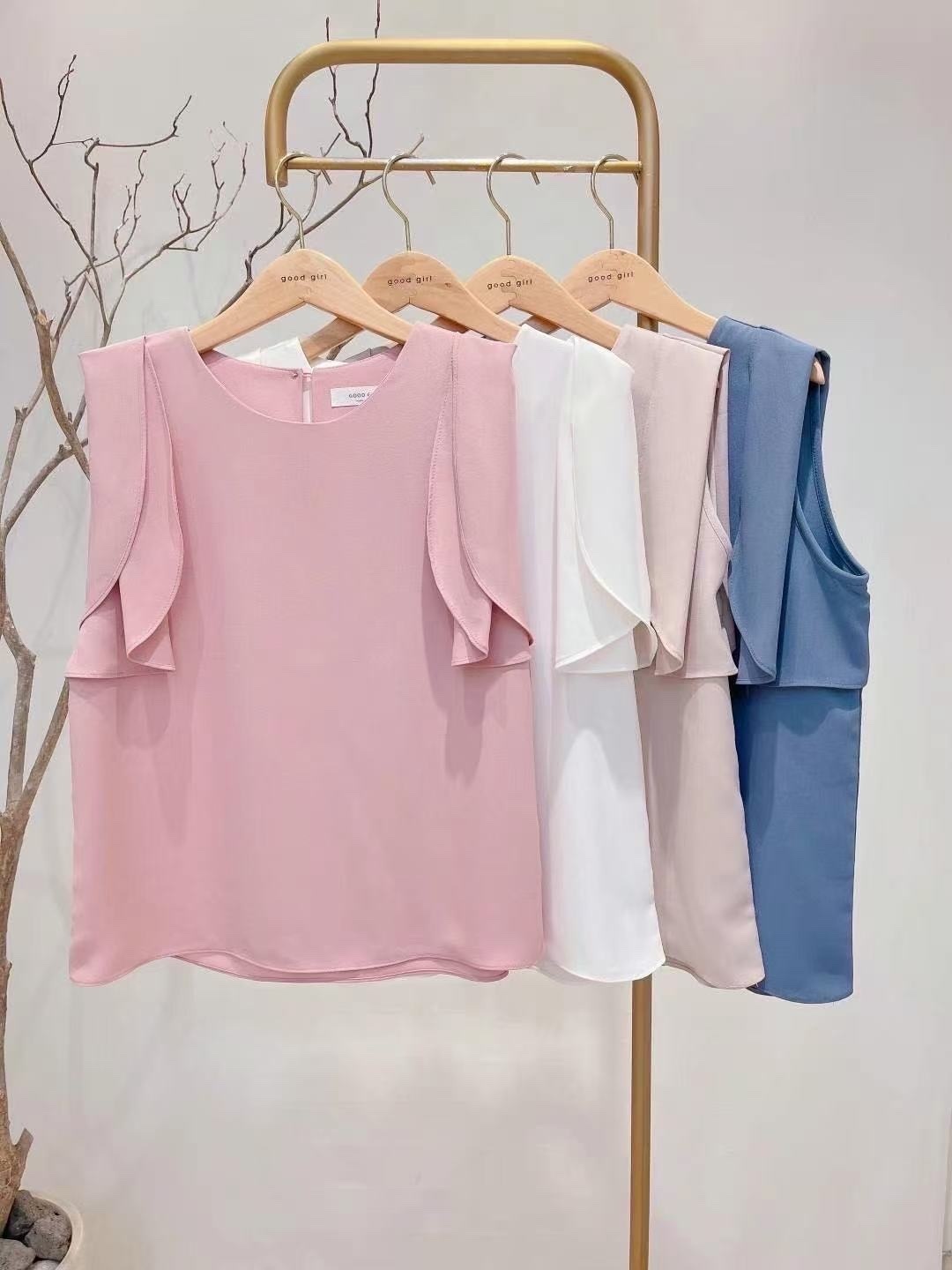 519 正韓花瓣袖雪紡上衣