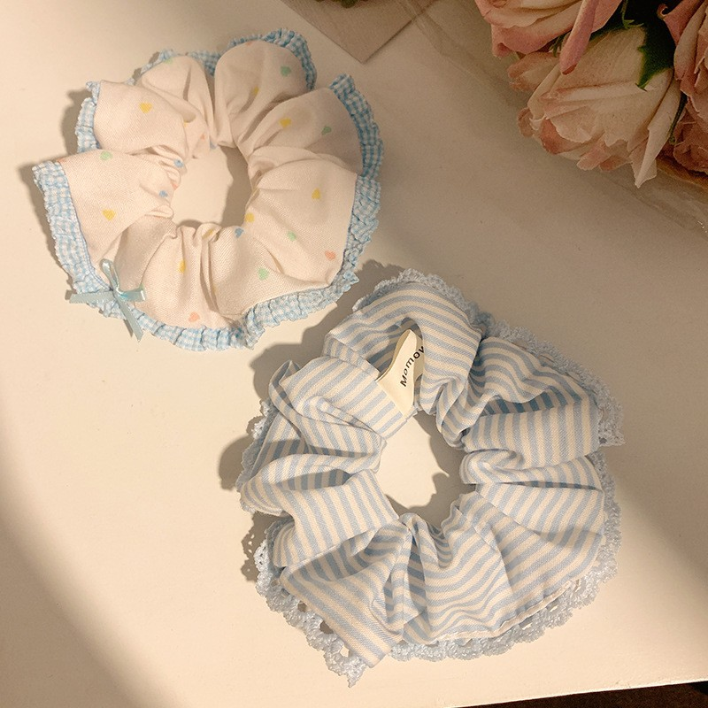 [3 FOR RM10] Blue Bow Lace Trim Scrunchies