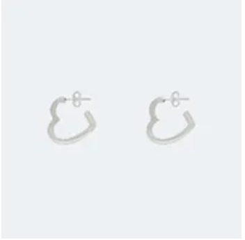 [S] JYDDM SILVER HEART HOOP EARRING, EJYS6029 SLV (SJY19)