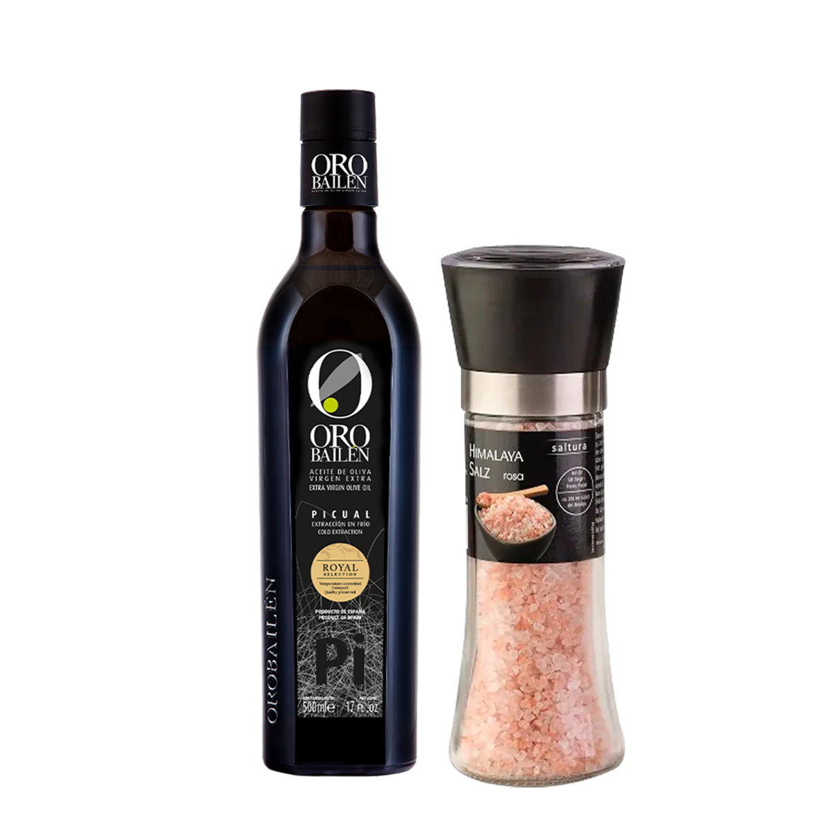 皇嘉特級冷壓初榨橄欖油Picual 500ml+粉紅玫瑰研磨粗鹽180g