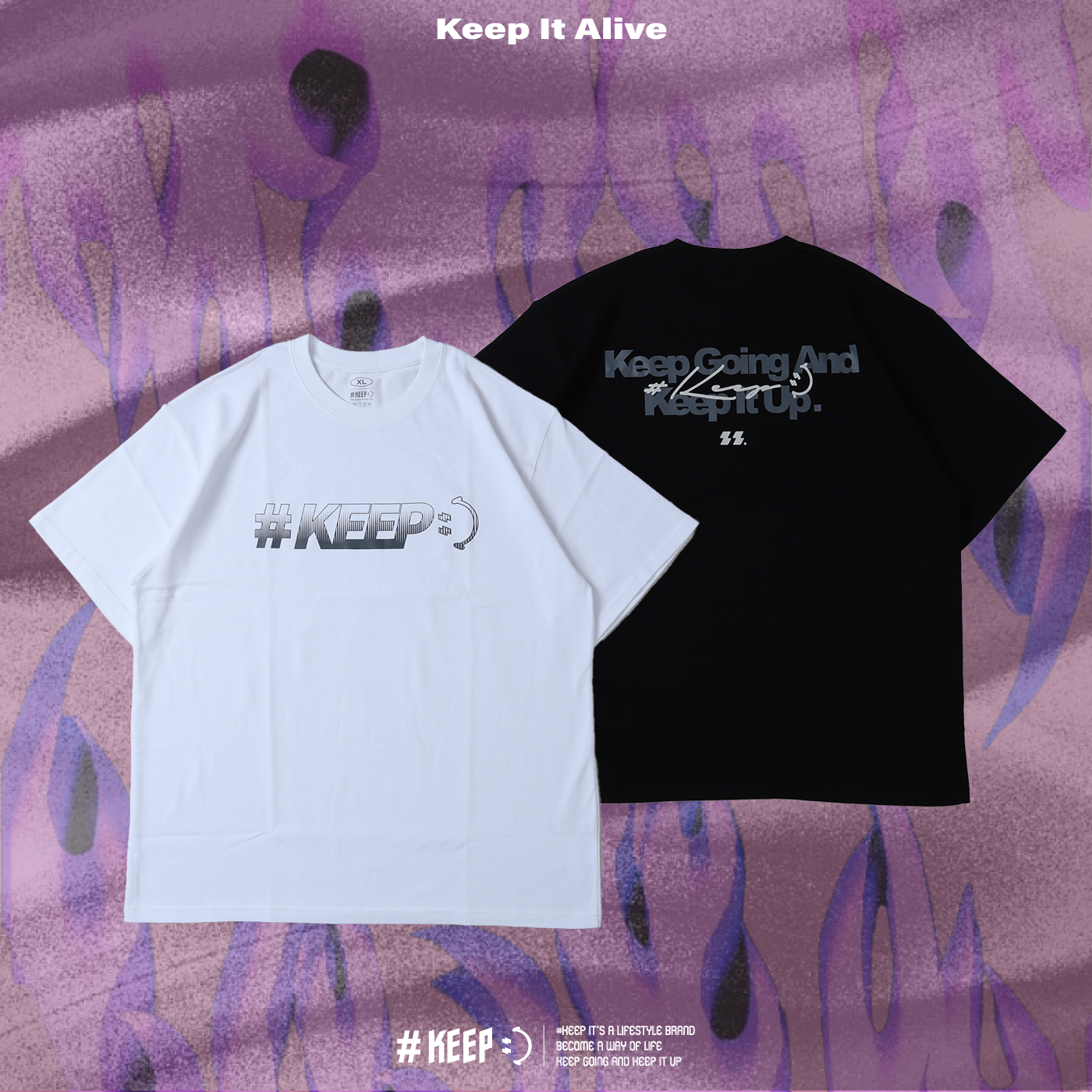 #KEEP IT ALIVE TEE KEEP 續燃 信念 白色 黑色 文字 漸層 休閒 TEE【KS294】