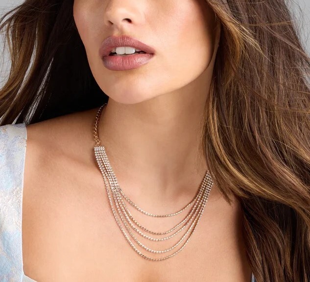 Lux Gold金色水鑽層次項鍊